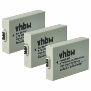 Bateria vhbw 3x para Canon BP-110 - 800 mAh 3.7 V Li-Ion