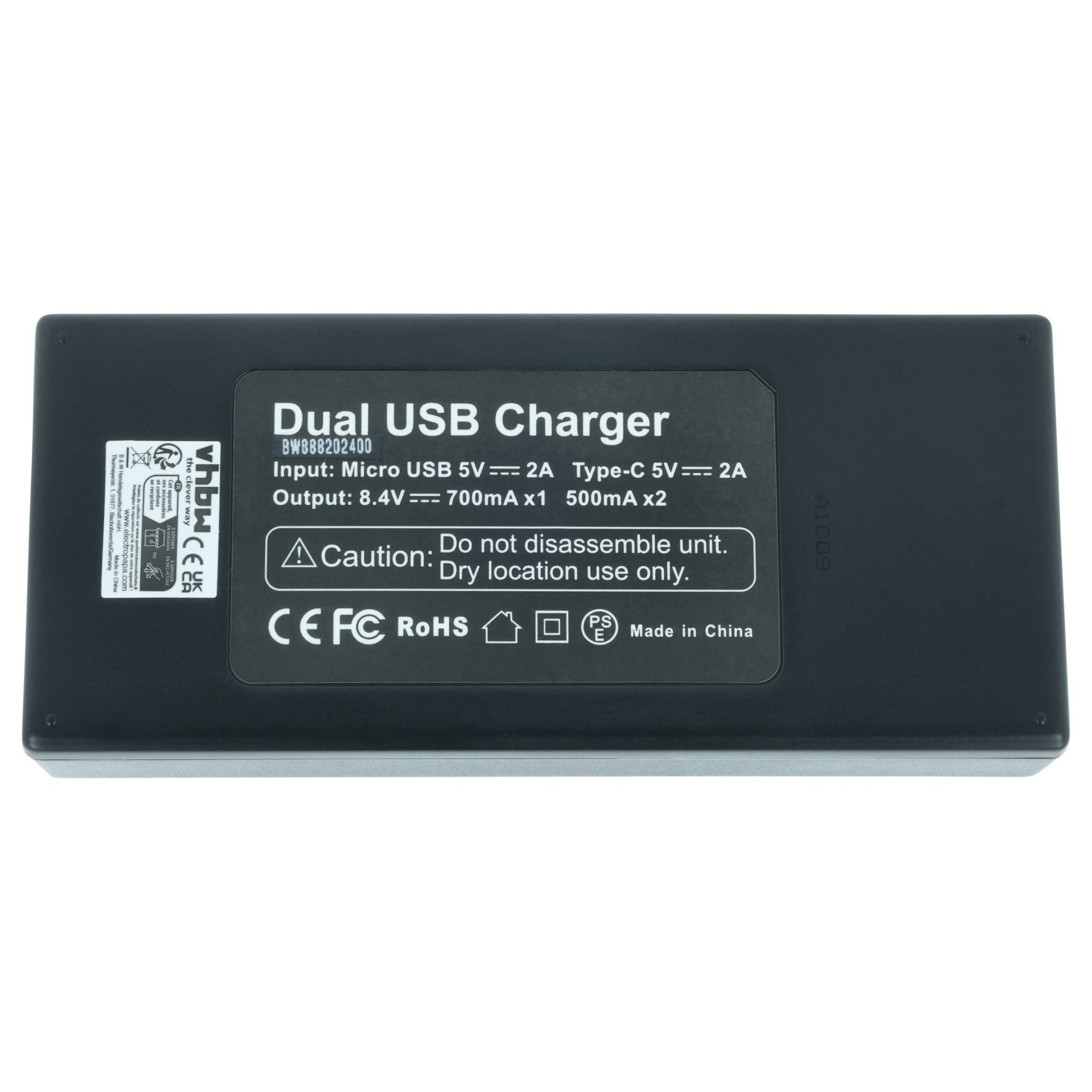 Carregador de Baterias Micro-USB + USB-C com Cabo para Sony CCD-SC5 vhbw - Image 3