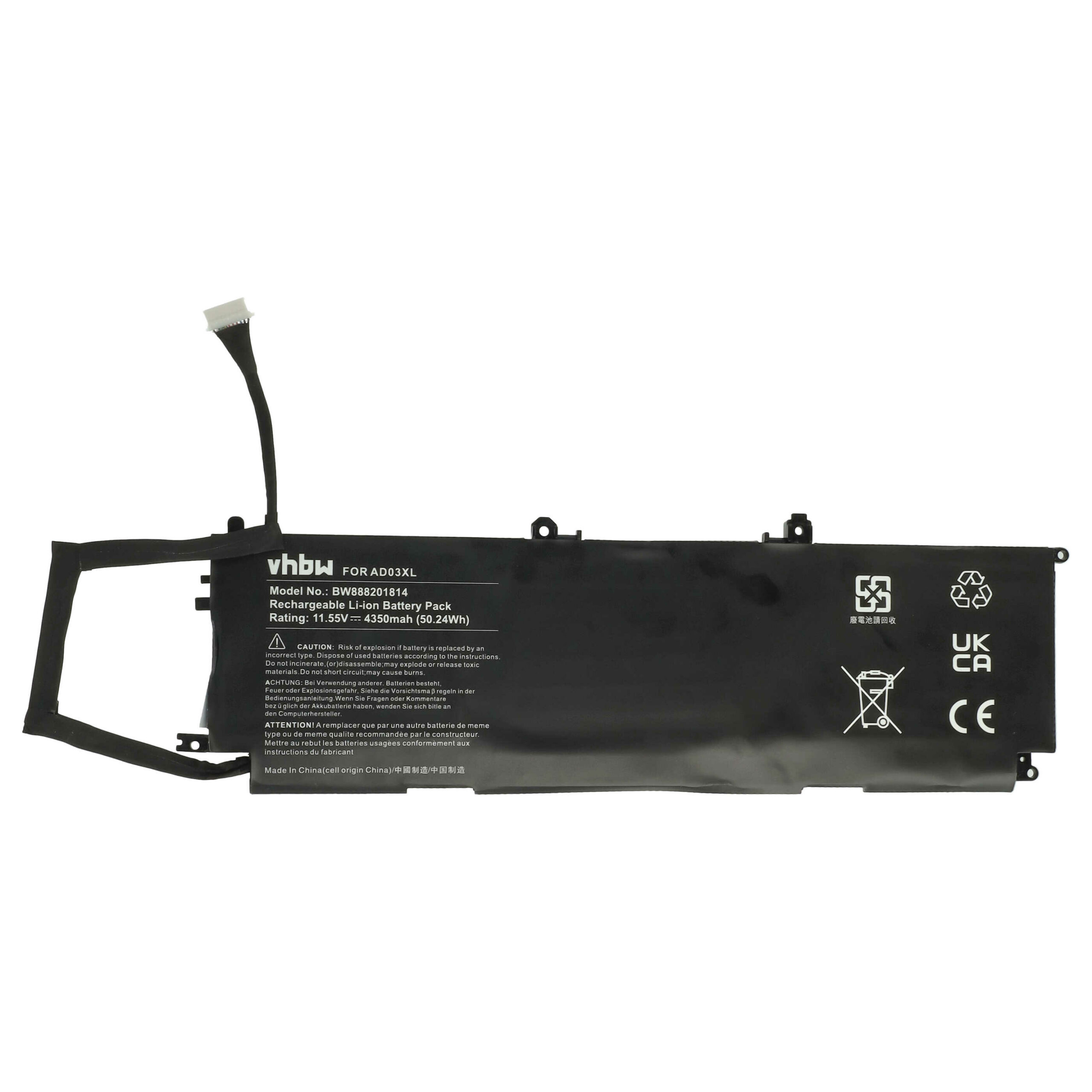Bateria vhbw para HP - Substitui 921409-2C1, 921439-855, AD03XL - 4350 mAh 11.55 V Li-Ion