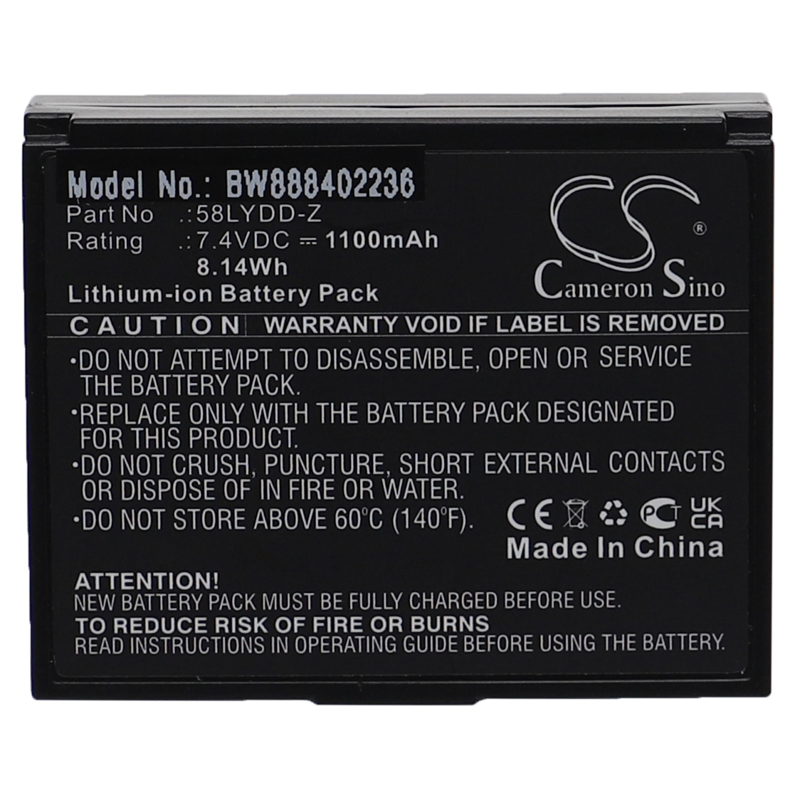 Bateria vhbw para impressoras Zjiang 58LYDD-Z - 1100 mAh 7.4 V Li-Ion