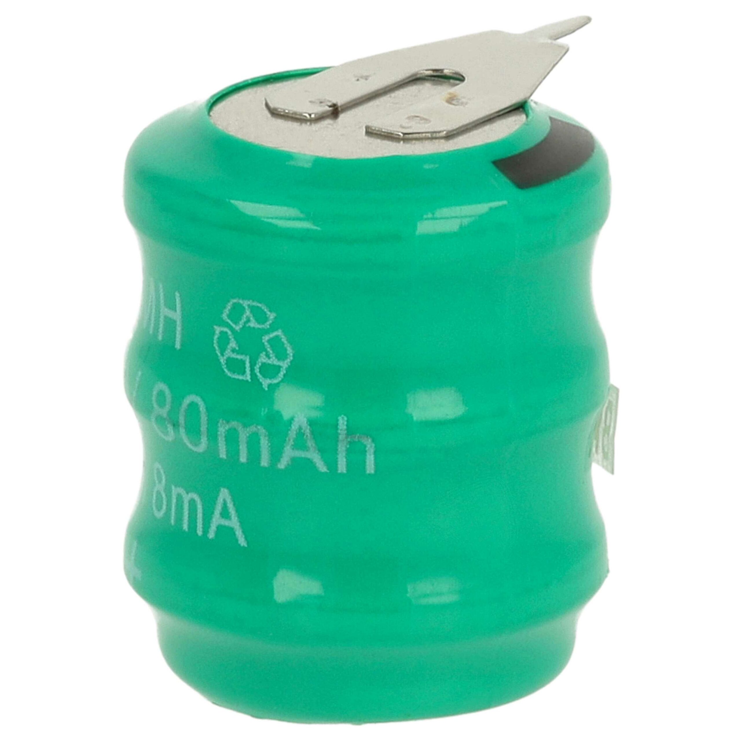 Bateria de Célula Tipo 3/V80H 2 Pinos 80 mAh 3.6V NiMH vhbw - para Modelos Solares e Iluminação