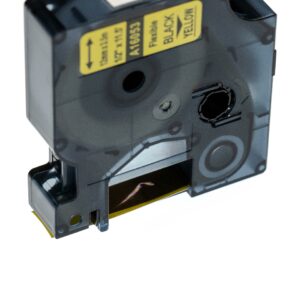 Fita de Etiquetas compatível com Dymo 16053 - 12 mm Preto sobre Amarelo, Flexível