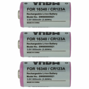 Bateria Universal 3x CR123A / 16340 - 800 mAh 3.6 V Li-Ion vhbw