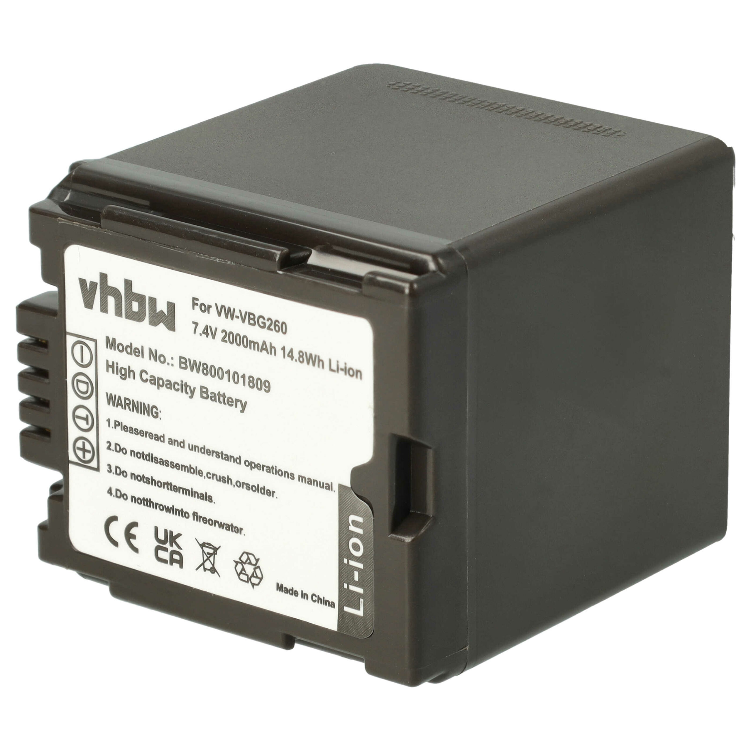 Bateria para Câmara Vídeo Panasonic VW-VBG260 - 2000 mAh 7.2 V Li-Ion vhbw