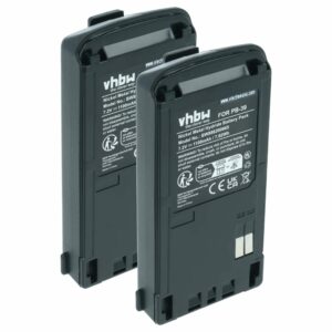 Bateria vhbw 2x para Rádio Kenwood PB-39H, PB-39, PB-38 - 1100 mAh 7.2 V NiMH com Clip de Cinto