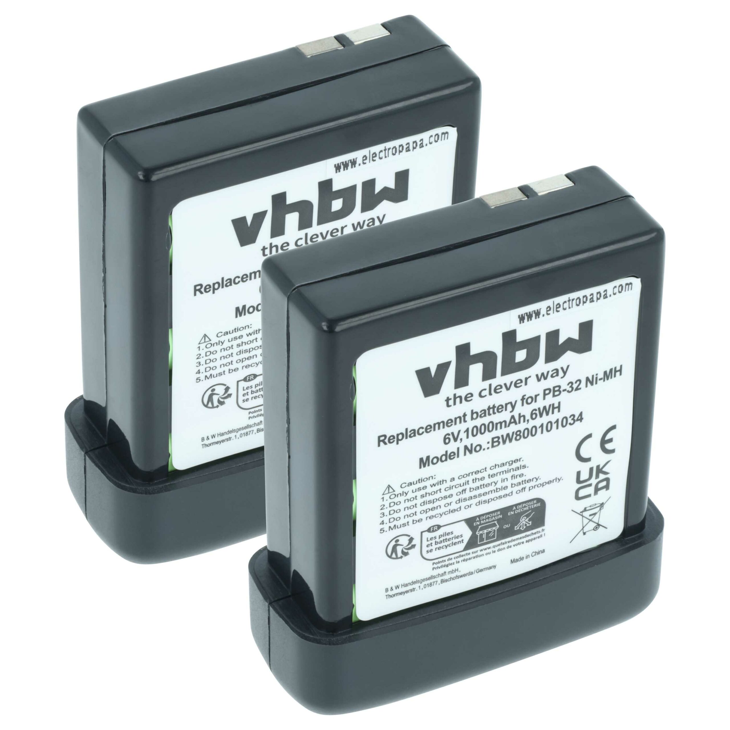 2x Bateria vhbw para Rádio Kenwood PB-32, PB-32H, PB-33 - 1000 mAh 6 V NiMH