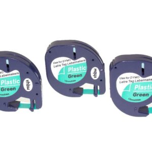 Fita de Etiquetas 3x Compatível Dymo 91204 - 12 mm Preto em Verde