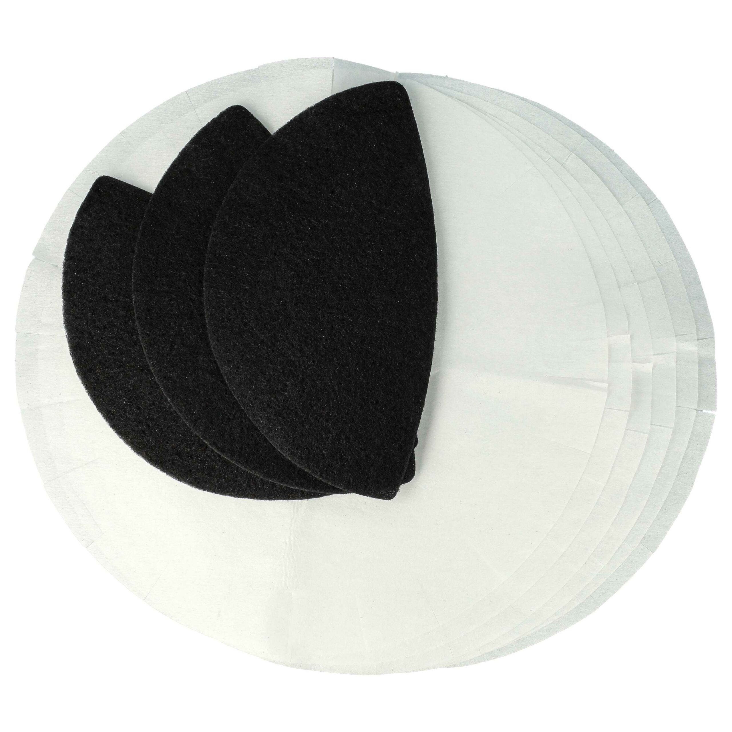 Conjunto de 3 filtros de carvão ativado e 6 filtros de papel para fritadeira DeLonghi DL F38 vhbw