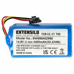 Bateria EXTENSILO compatível com Qihoo 3400mAh 14.8V Li-Ion (M26-4S1P, LR-PAS0638W-EU, MH1-4S1P, 2ASP4-S5)