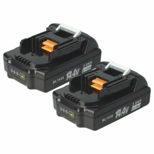 2x Bateria compatível Makita 194065-3, 194066-1, BL1415, BL1430 - 2000 mAh, 14.4 V, Li-Ion