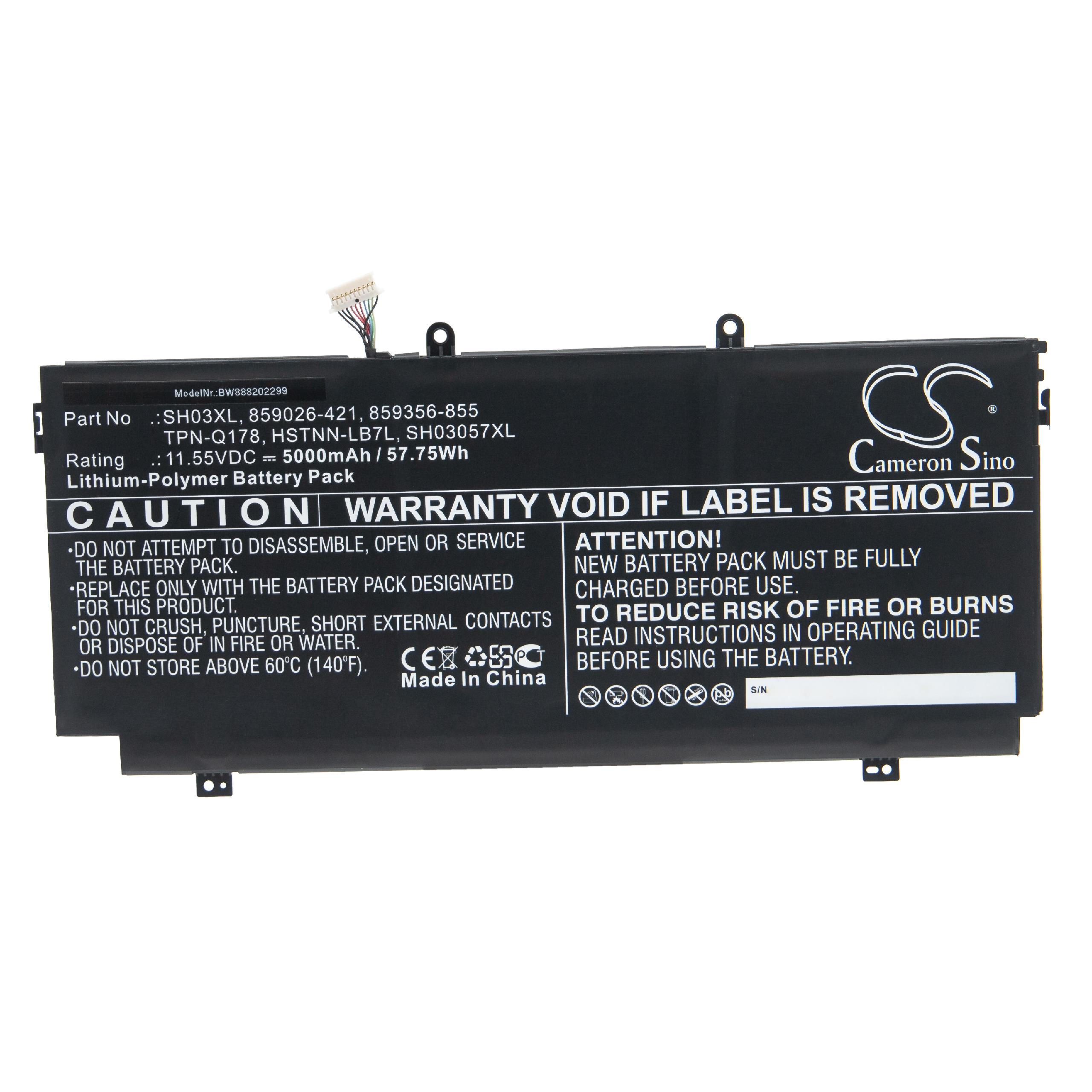 Bateria para Portátil vhbw compatível com HP 859356-855, HSTNN-LB7L, 859026-421 - 5000 mAh 11.55 V Li-polímero