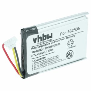 Bateria vhbw para Câmara de Vídeo Mio 582535 - 450 mAh 3.7 V Li-polymer