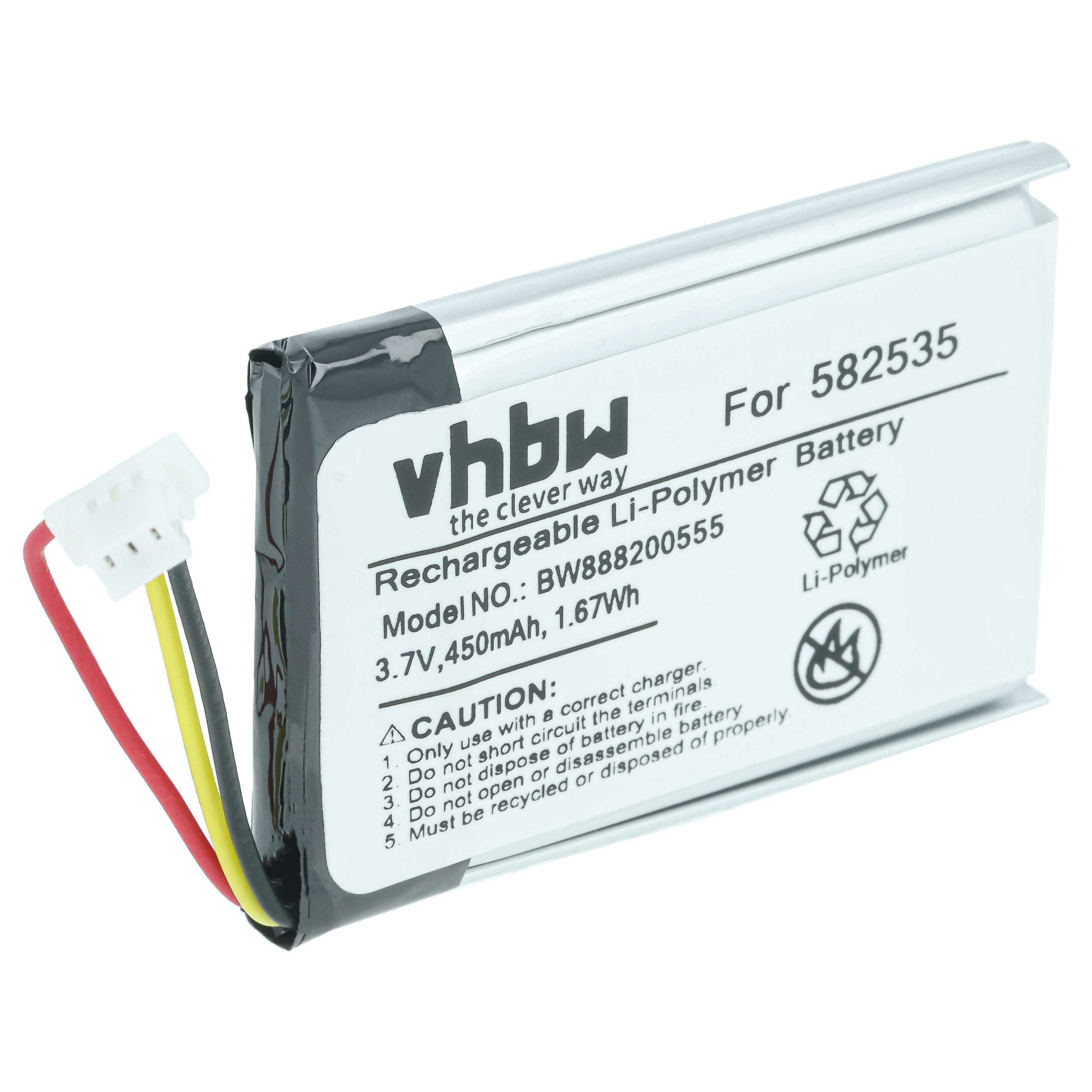 Bateria vhbw para Câmara de Vídeo Mio 582535 - 450 mAh 3.7 V Li-polymer