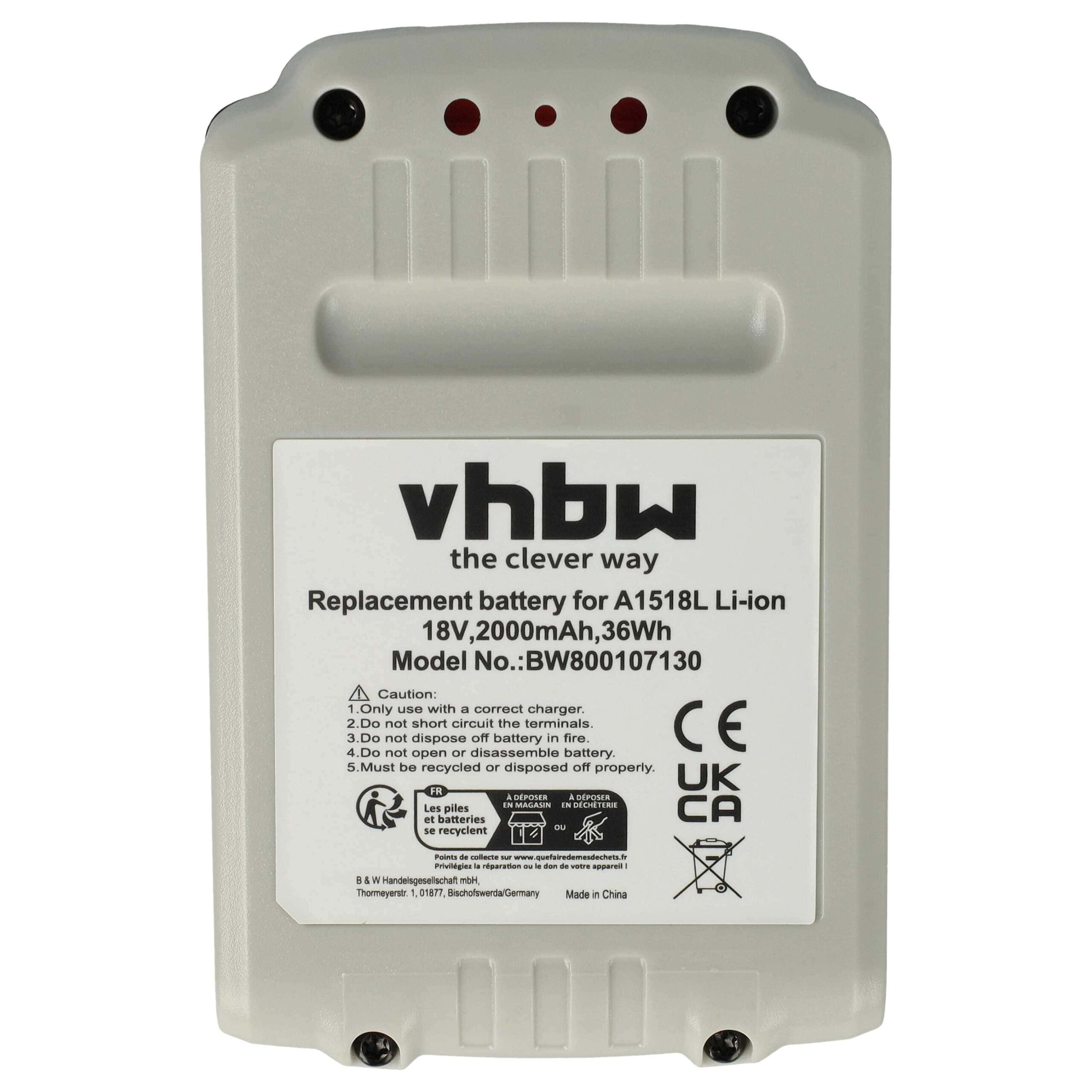 Bateria vhbw para Black & Decker A1518L, LB018-OPE - 18 V, 2000 mAh, Li-Ion - Image 3