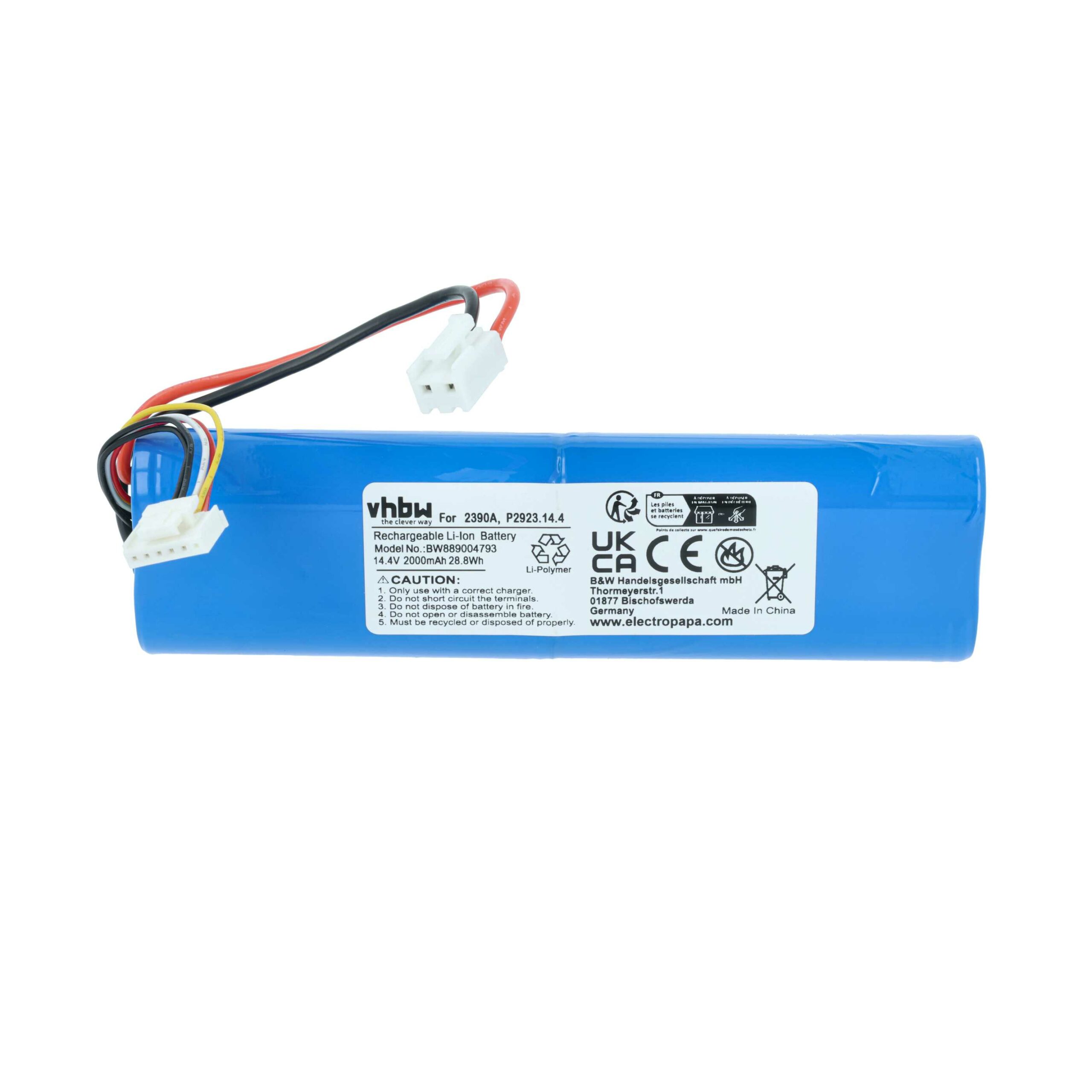 Bateria vhbw compatível com Bissell FOKZS900001R, P2923, P2923.14.4, 1627654, EAG101700JK8 - 2000mAh, 14.4V, Li-Ion - Image 3