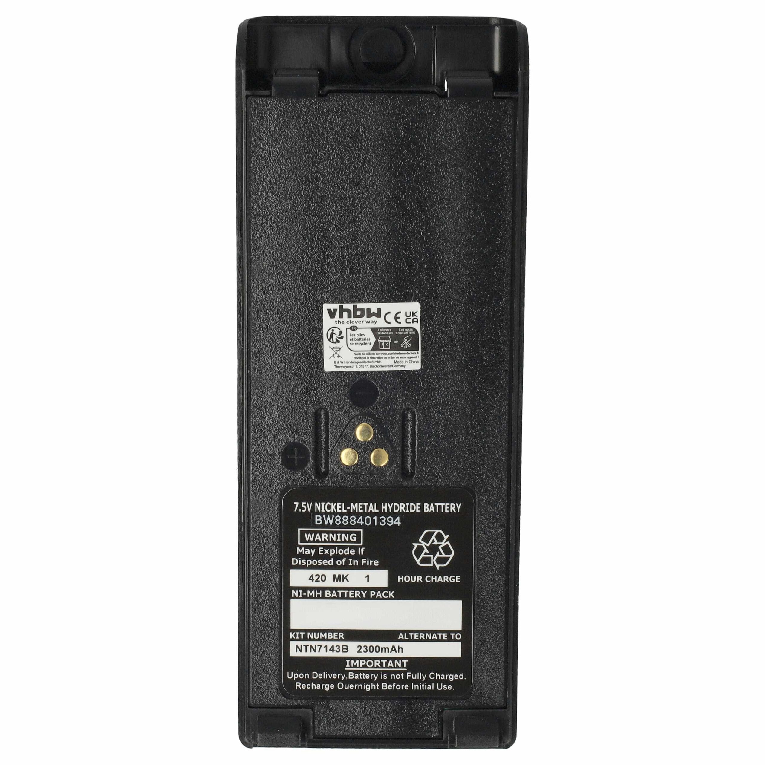 2 Baterias de Substituição para Motorola NTN7143, NTN7143CR, NTN7143B, NTN7143A - 2300 mAh 7.5 V NiMH + Clip de Cintura - Image 3