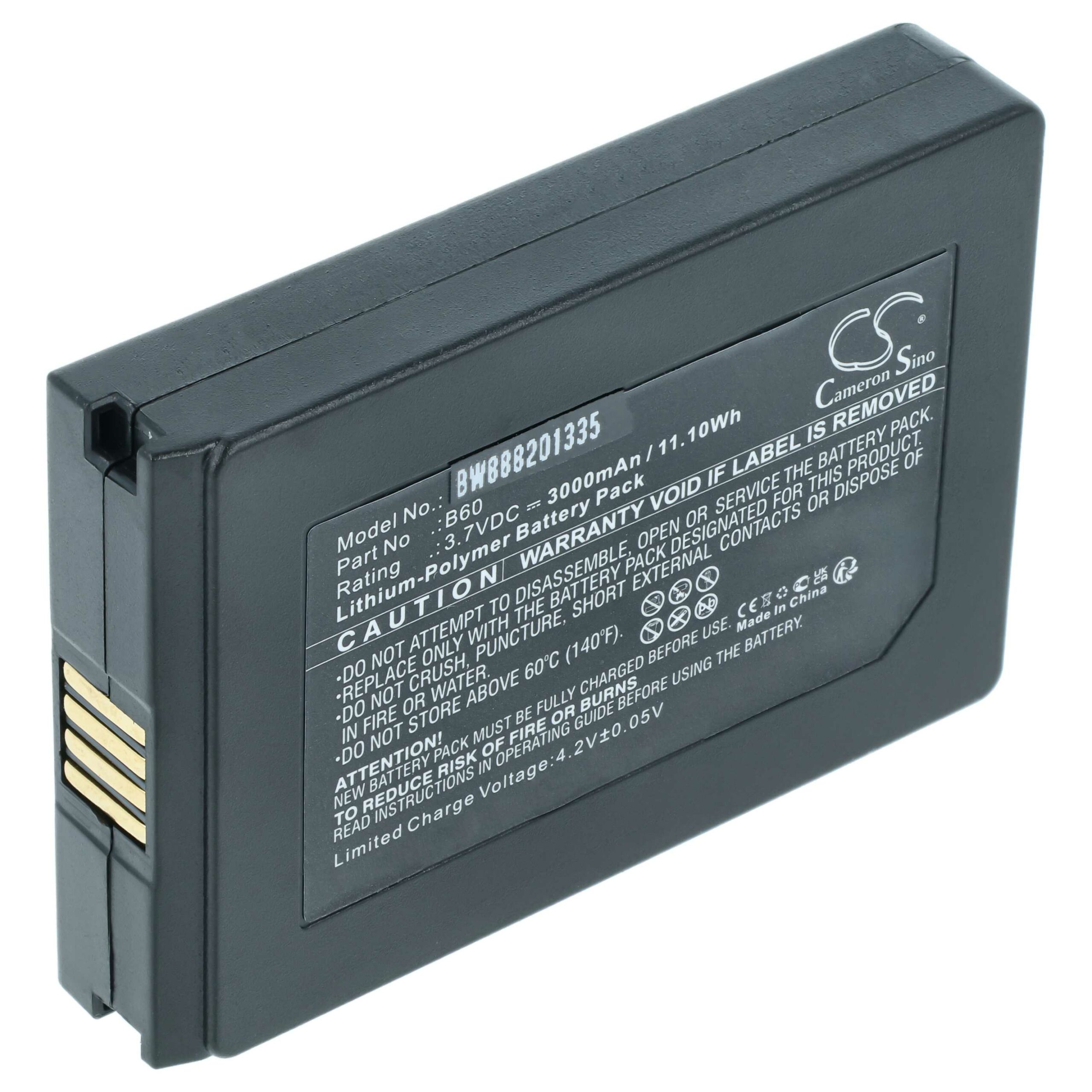 Bateria vhbw compatível com Vectron B60 para Leitores de Códigos de Barras Vectron - 3000 mAh 3.7 V