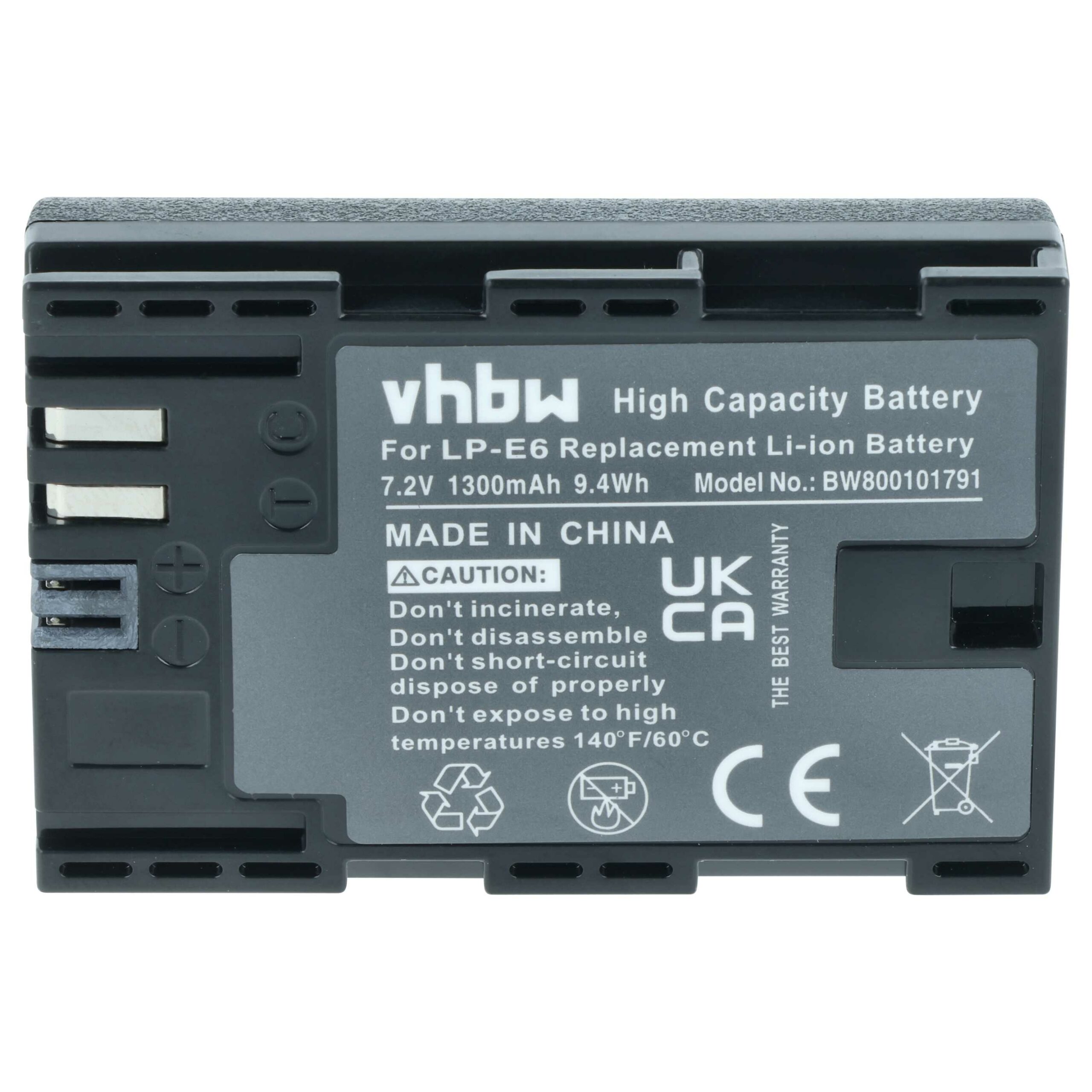 Bateria vhbw compatível com Canon LP-E6 - 1300mAh, 7.4V, Li-Ion com Chip Info - Image 3