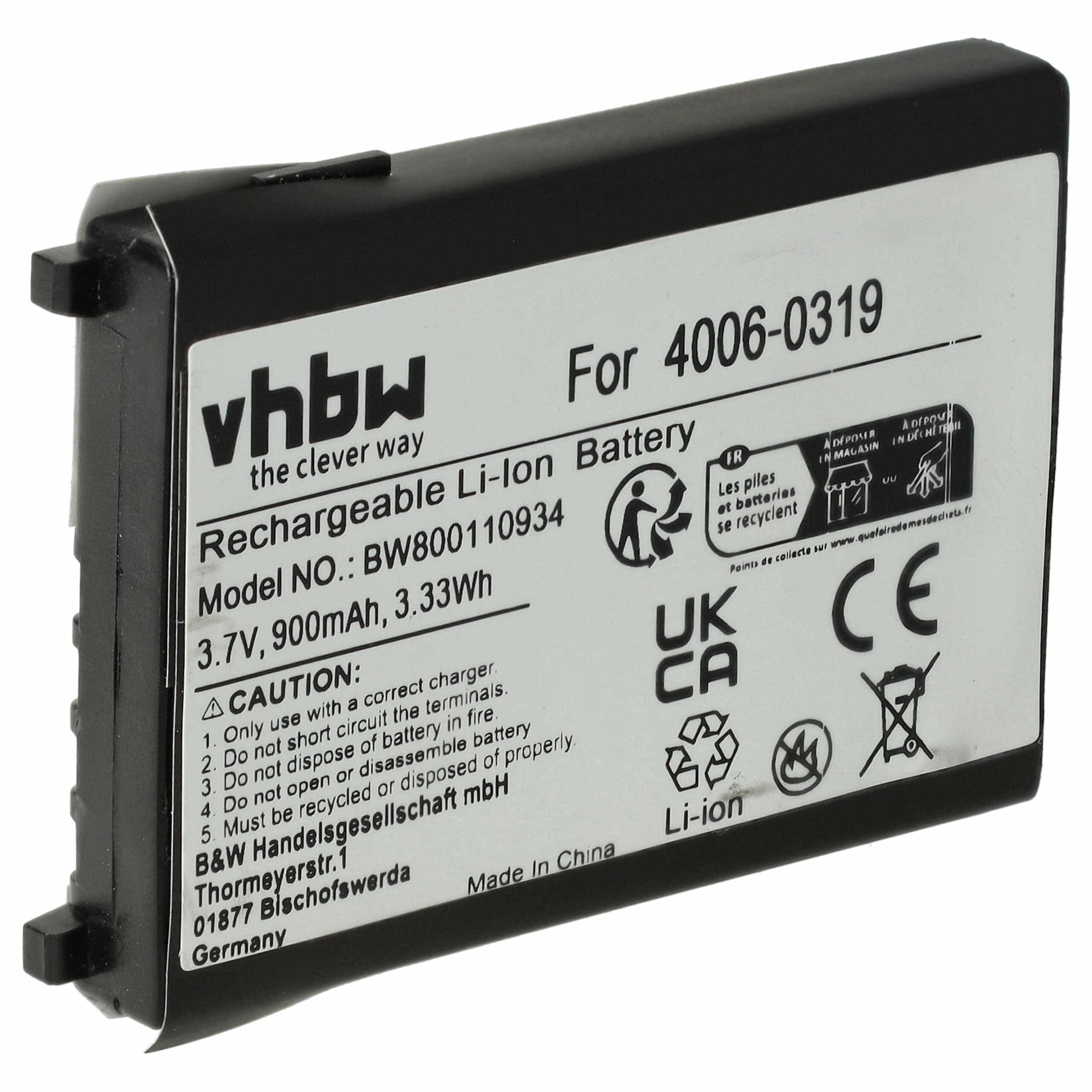 Bateria vhbw 900 mAh 3.7V para Scanner Unitech/PSC/Wasp (95A201004)