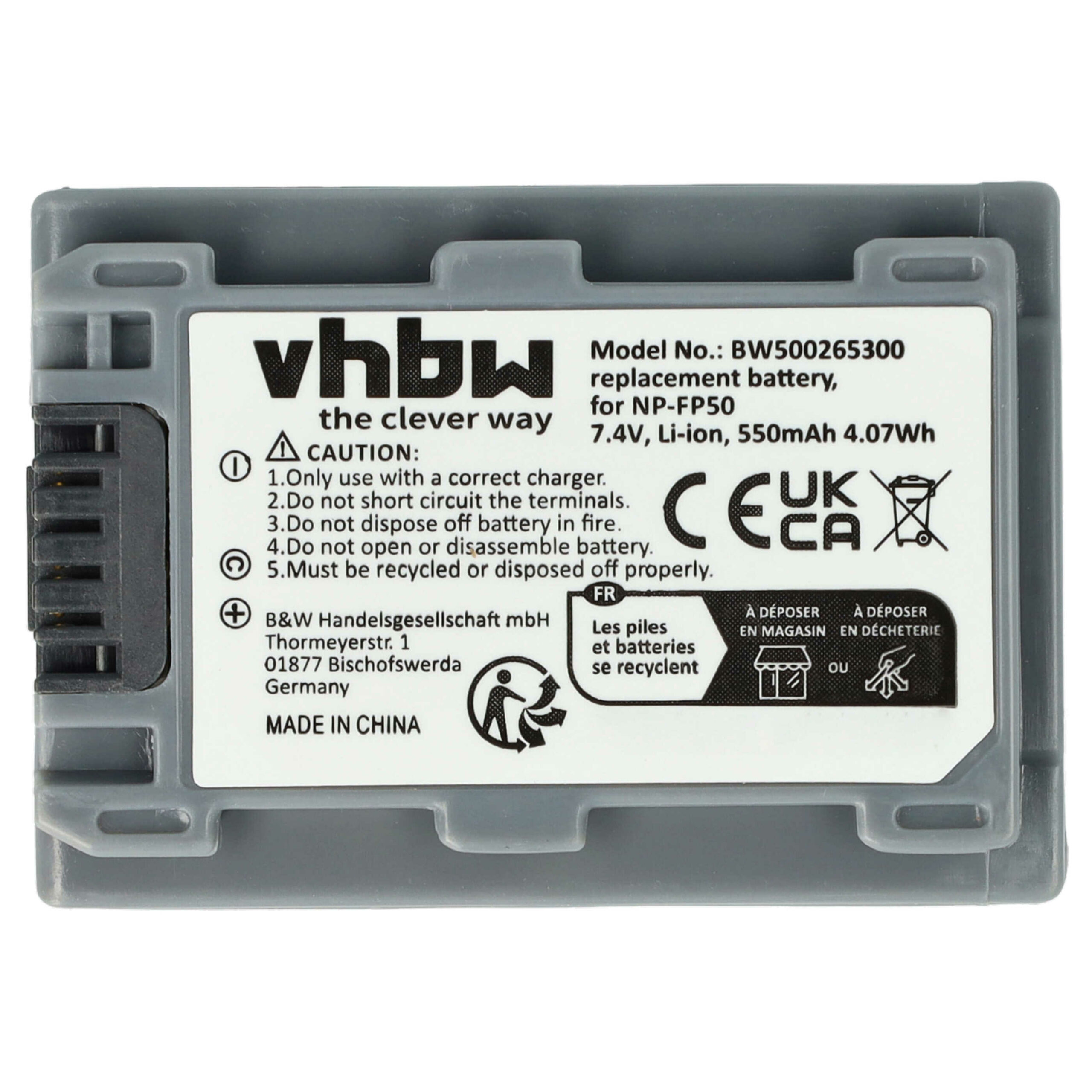 Bateria vhbw 3x para Câmara Sony NP-FP70, NP-FP60, NP-FP51, NP-FP50, NP-FP30 - 500 mAh 7.2 V Li-Ion - Image 3