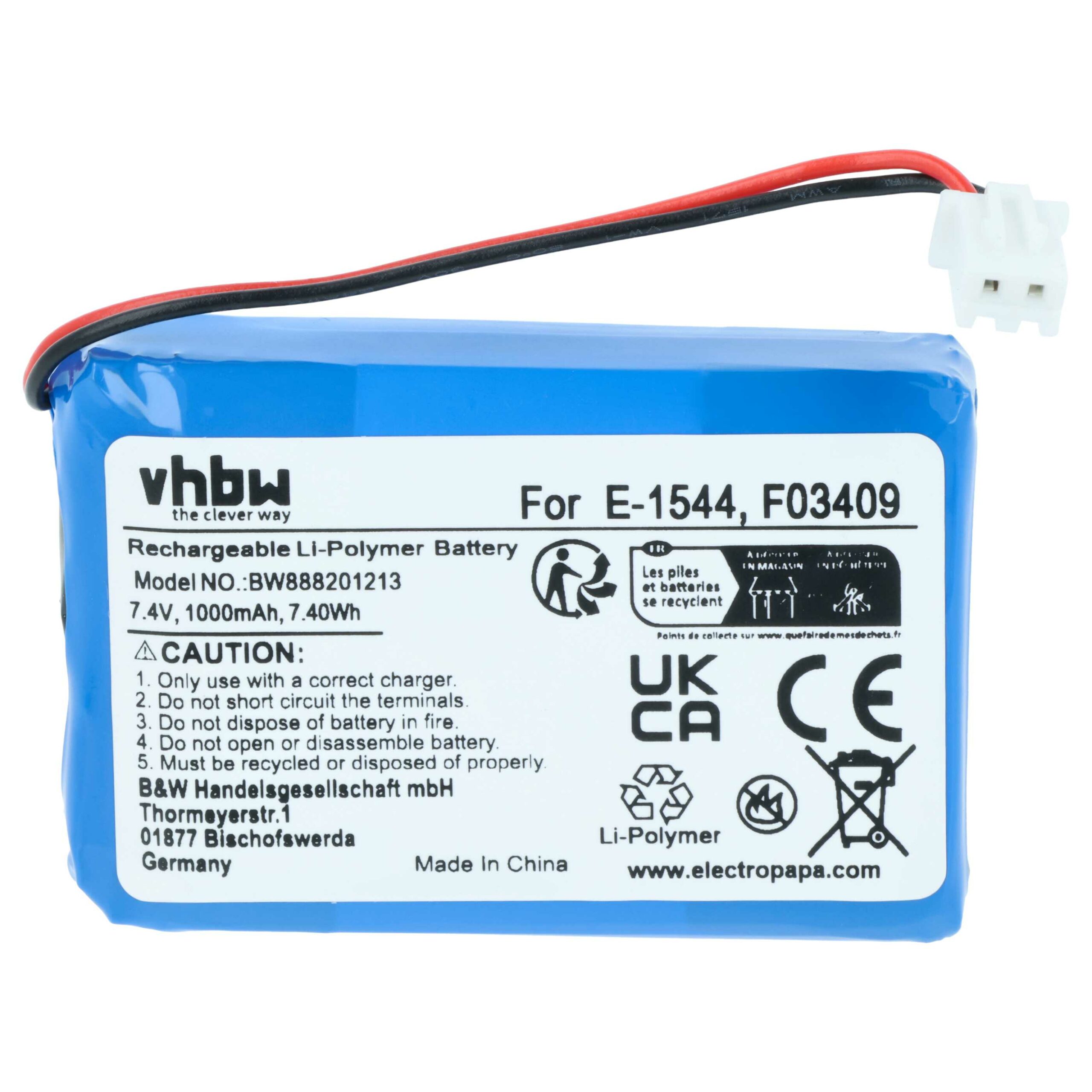 Bateria vhbw para Satlink F03409, E-1544 - 1000 mAh 7.4 V Li-polymer - Image 3
