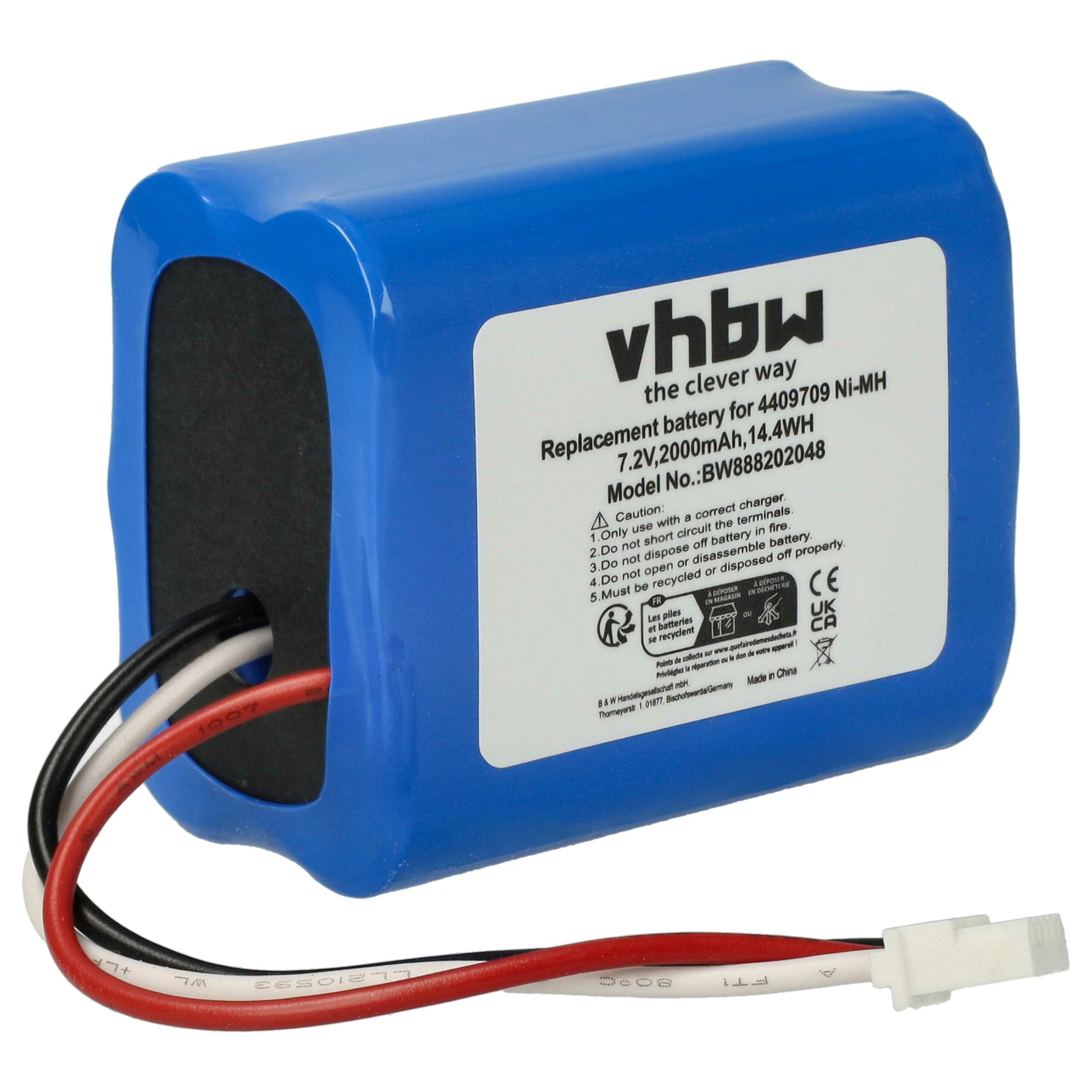 Bateria vhbw 2000mAh 7.2V NiMH para iRobot Proscenic (4409709, GPRHC202N026, W206001001399)