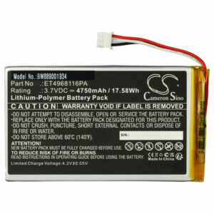 Bateria vhbw compatível com Voice Caddie ET4968116PA - 4750mAh, 3.7V