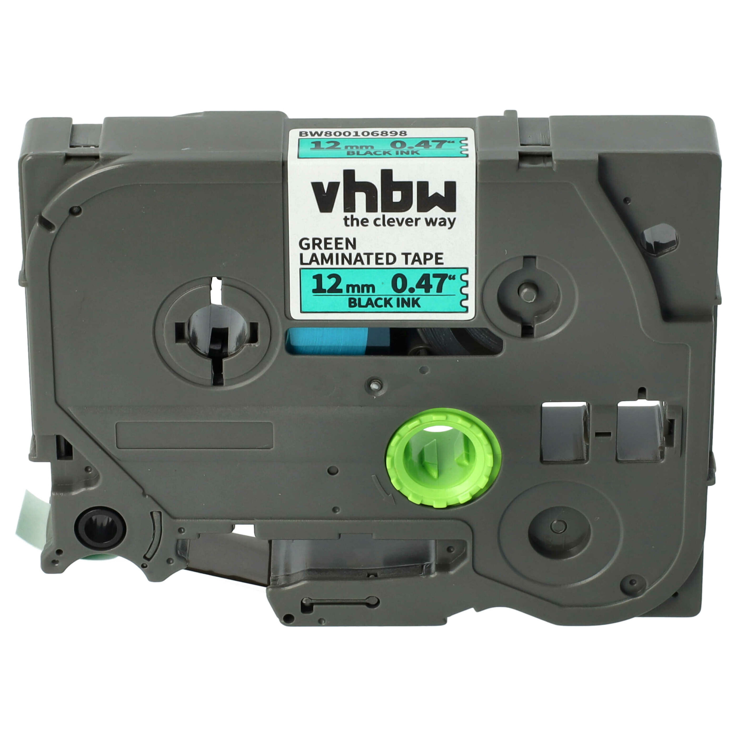 Fita de Etiquetas vhbw compatível com Brother TZE-731, TZ-731 - 12 mm Preto sobre Verde