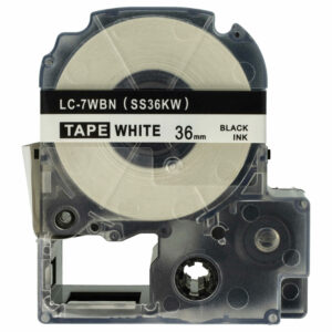 Fita de Etiquetas vhbw compatível com Epson LC-7WBN - 36 mm Preto sobre Branco