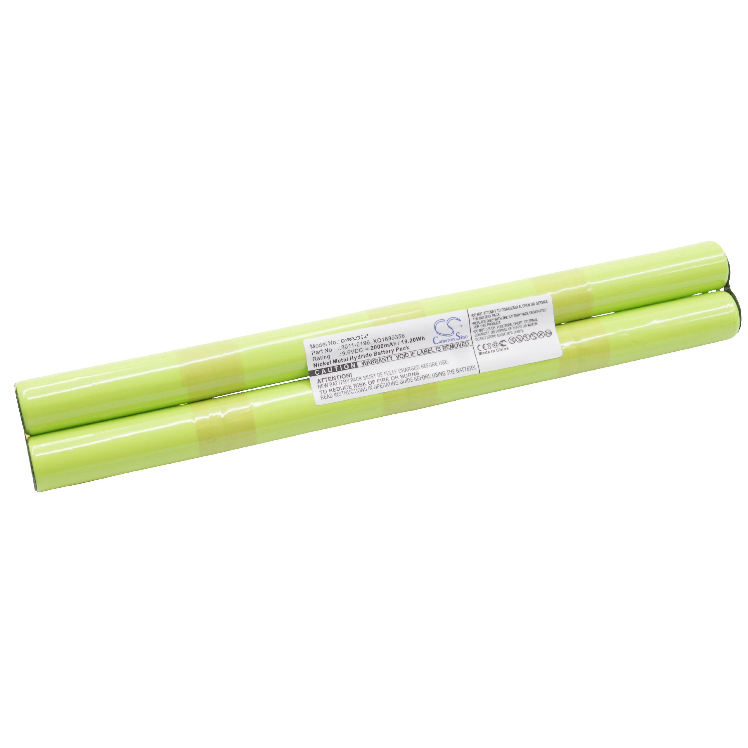 Bateria vhbw para Detetor de Metais Minelab ML-FBS, 3011-0170, 3011-0196, XQ1 - 2000 mAh 9.6 V NiMH