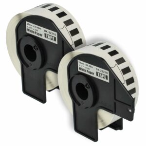 2x Rolo de Etiquetas Compatível com Brother DK-22210 - 29 mm x 30,48 m + Suporte