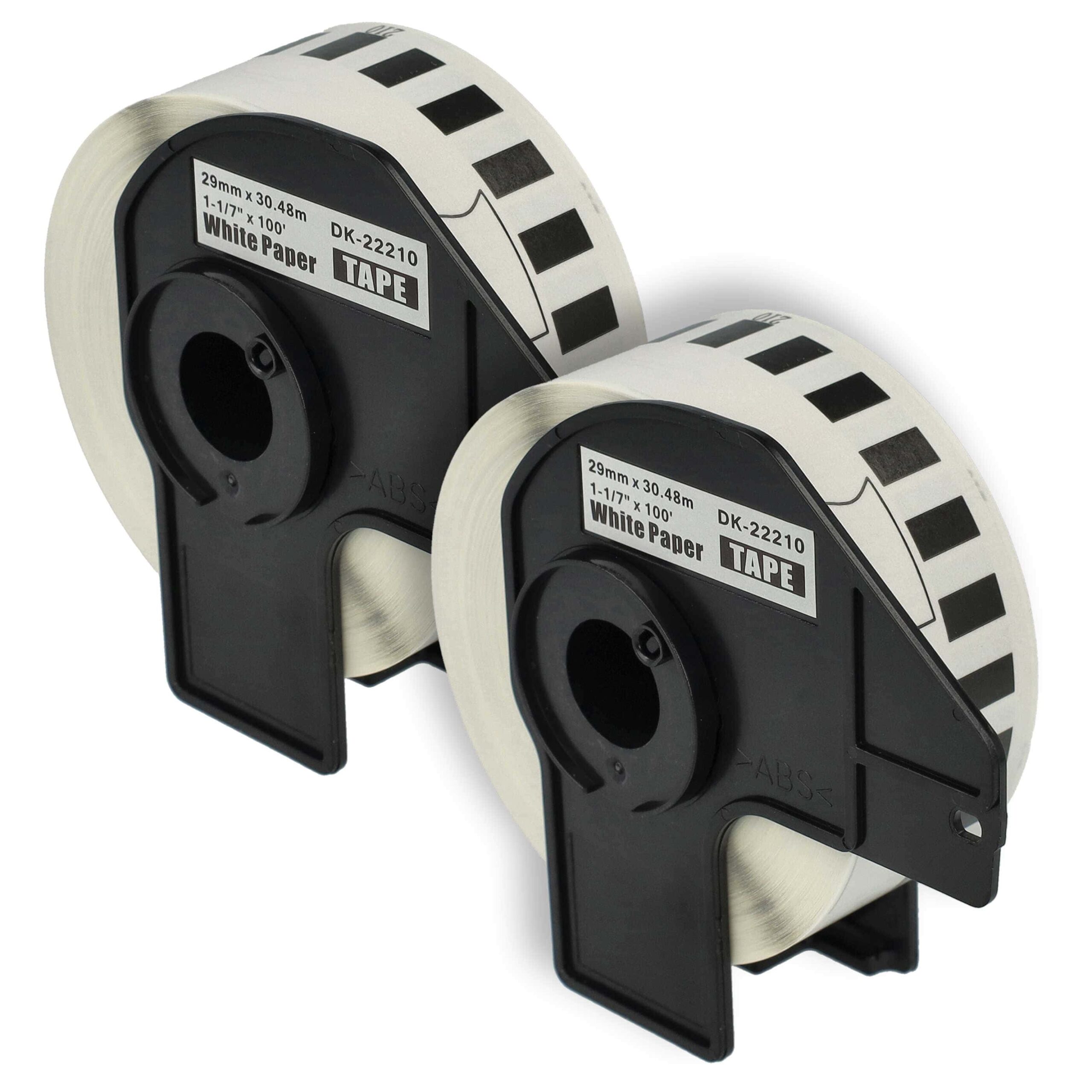 2x Rolo de Etiquetas Compatível com Brother DK-22210 - 29 mm x 30,48 m + Suporte