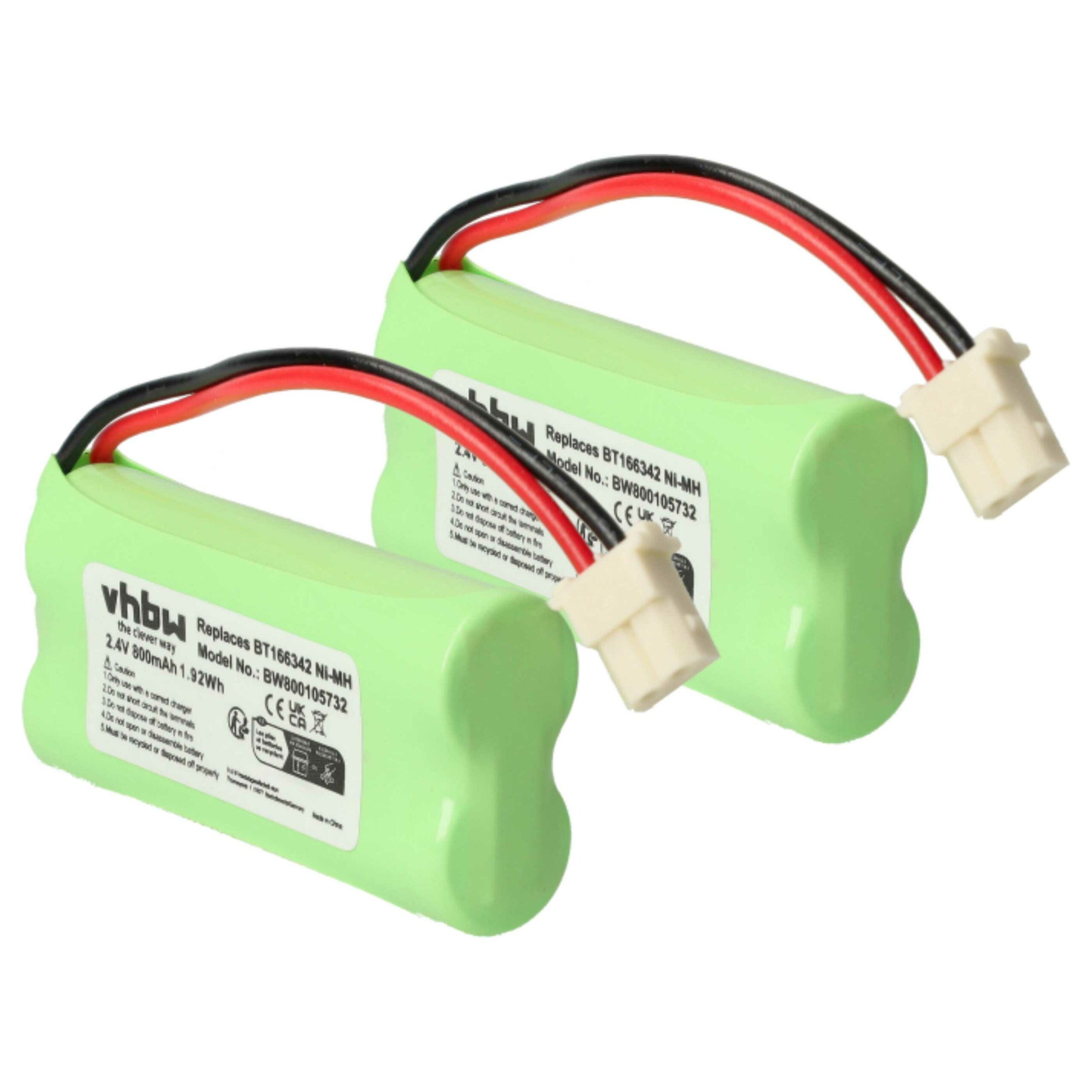 2x Bateria vhbw substitui Motorola BT283342, BT183342 para telefone fixo Philips - 800 mAh 2.4 V NiMH