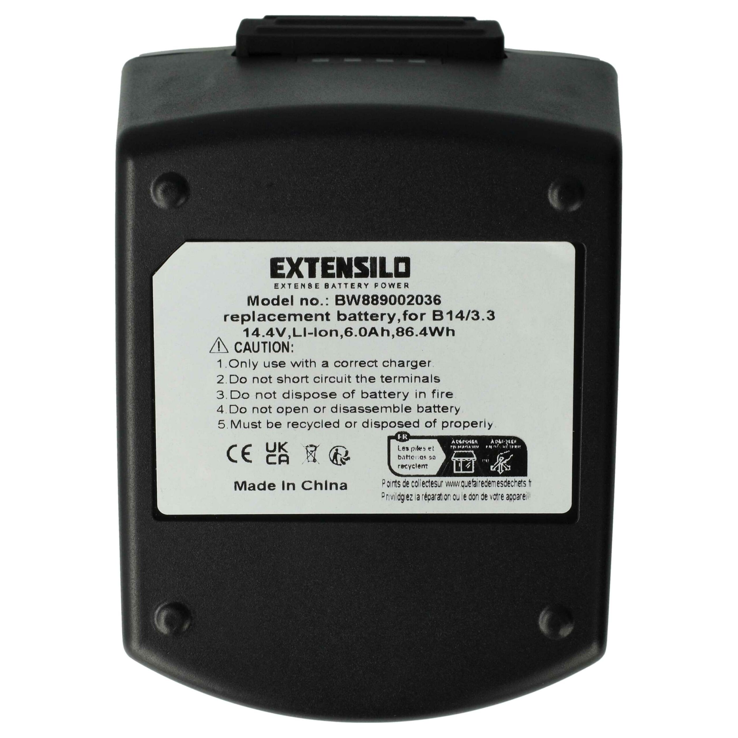 2x Bateria EXTENSILO para Hilti 429788, B14/3.3, 418263 - 6000 mAh, 14.4 V, Li-Ion - Image 3