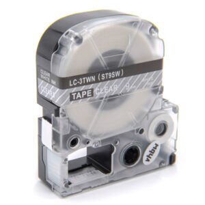 Fita de Etiquetas Compatível com Epson LC-3TWN - 9 mm Branco em Transparente