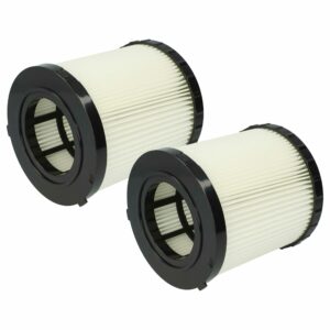 2x Filtros redondos de substituição vhbw para aspiradores Dewalt DCV5801H, DCV5801H-XJ, preto/branco