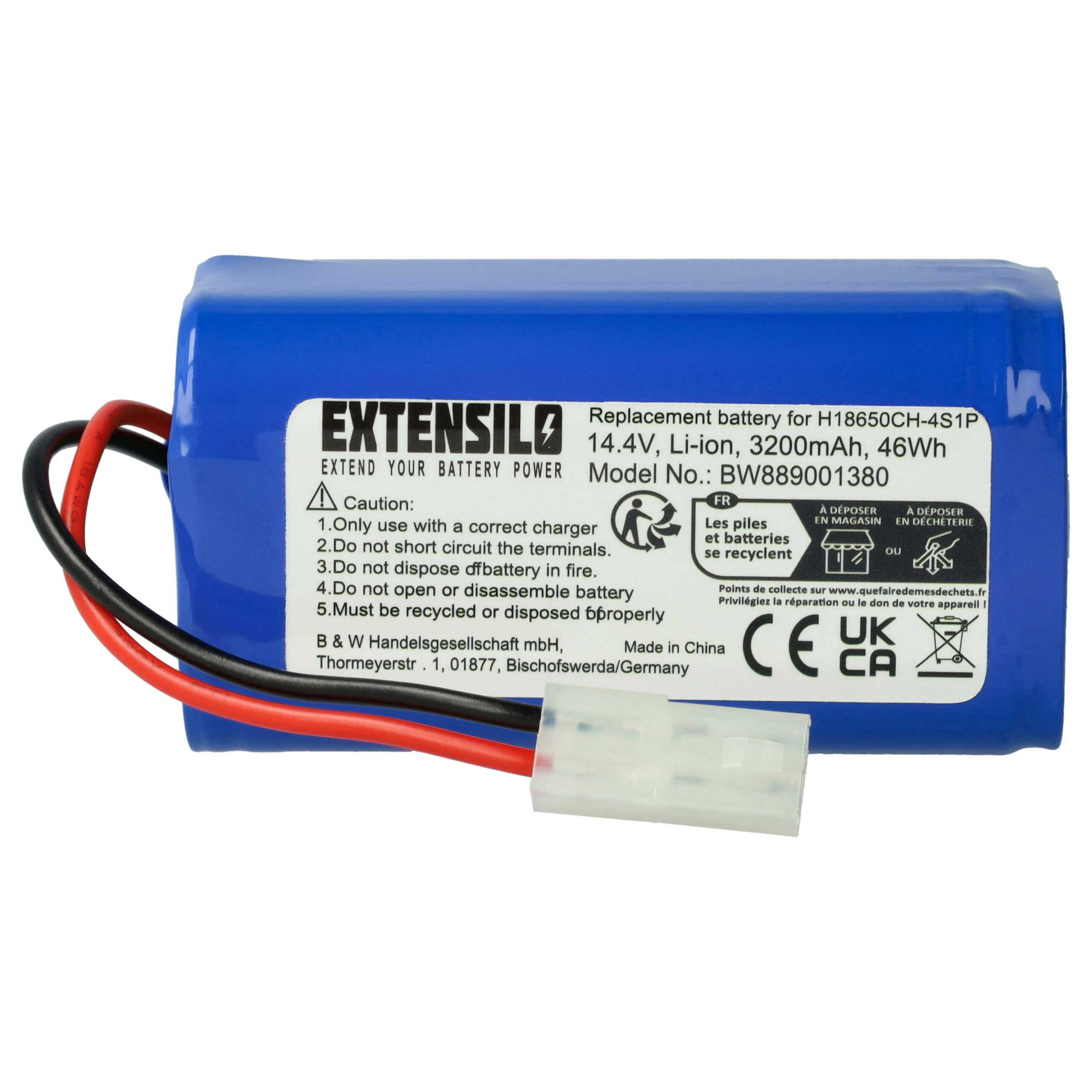 Bateria EXTENSILO para Aspiradores Robôs Panasonic, Xiaomi, Phicomm - 3200mAh 14.4V Li-Ion
