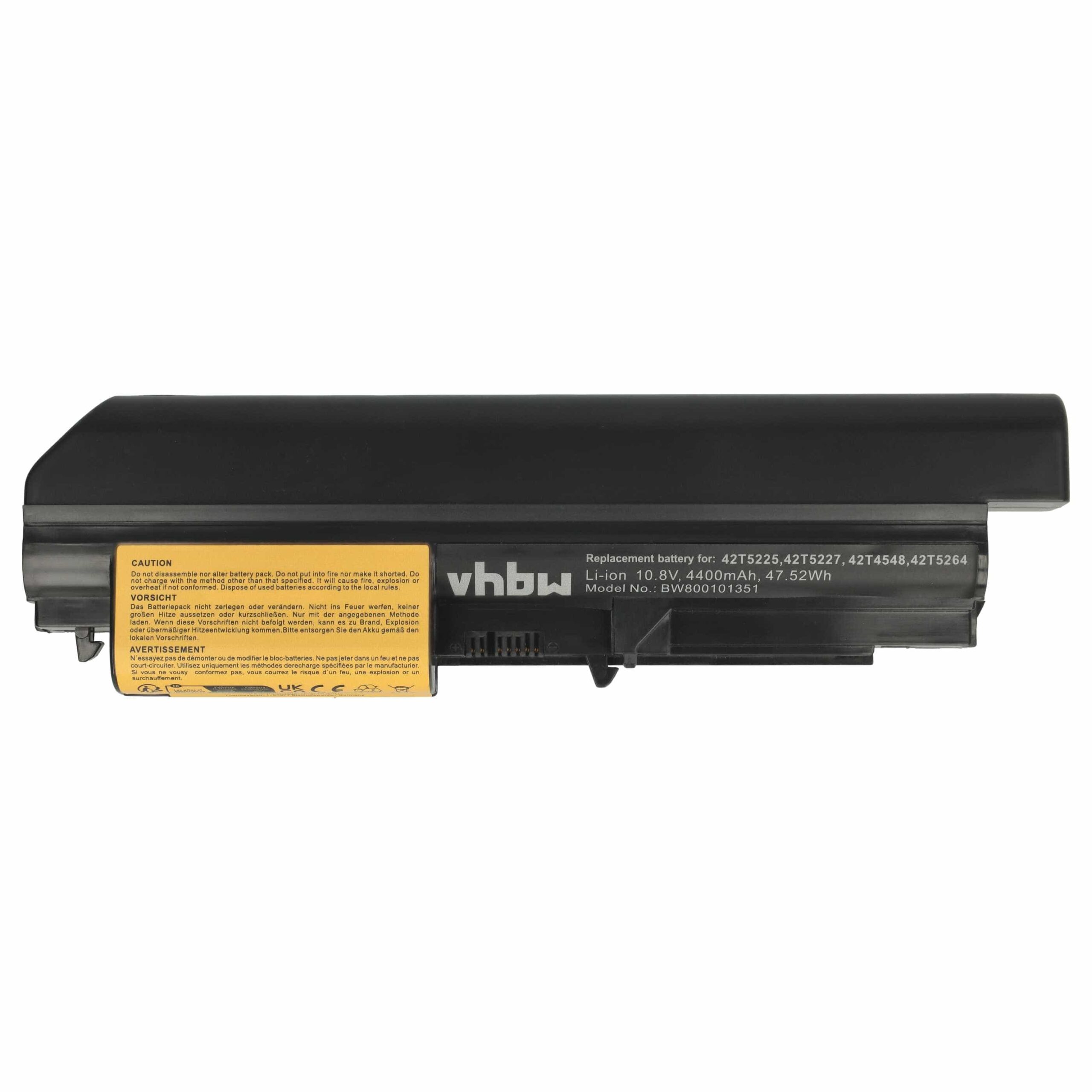 Bateria para Portátil IBM Lenovo 42T4653, 42T5225, 42T4677 - 4400 mAh 10.8 V Li-Ion vhbw - Image 3