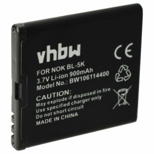 Bateria para telemóvel Nokia BL-5K - 900 mAh 3.7 V Li-Ion vhbw
