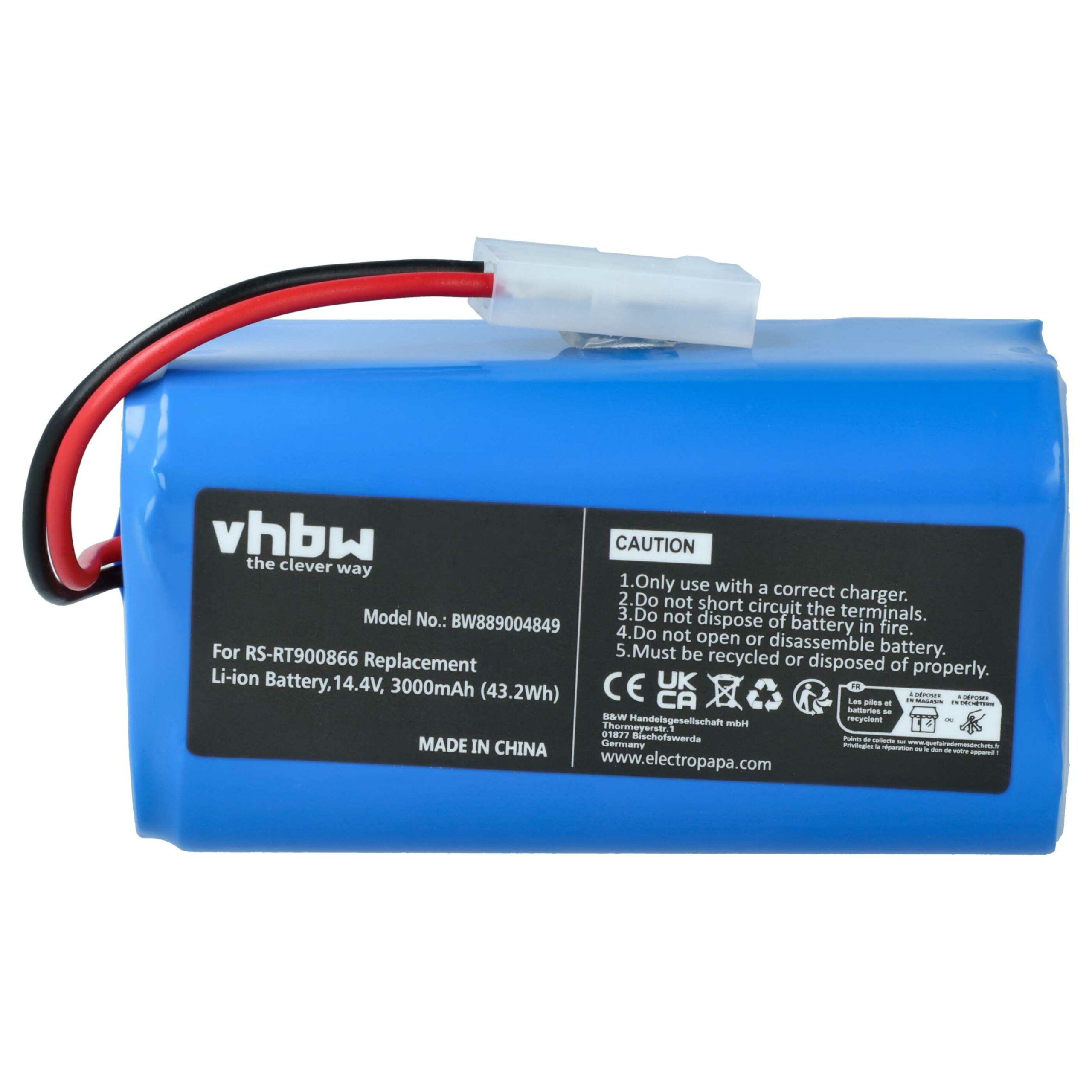 Bateria vhbw para Rowenta RS-RT900866 - 3000mAh, 14.4V, Li-Ion - Image 3