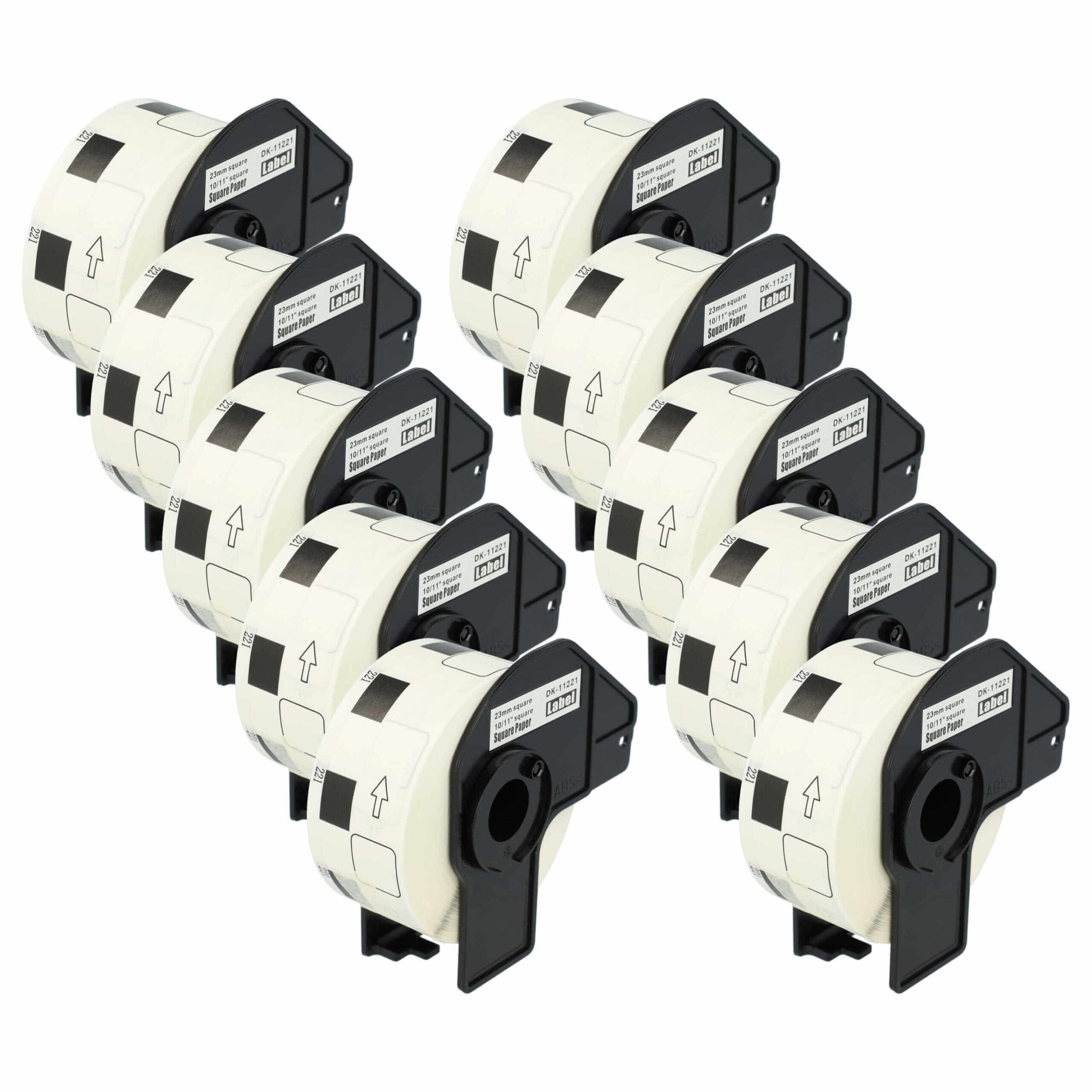 10x Rolo de Etiquetas Compatível com Brother DK-11221 - Premium 23 mm x 23 mm + Suporte
