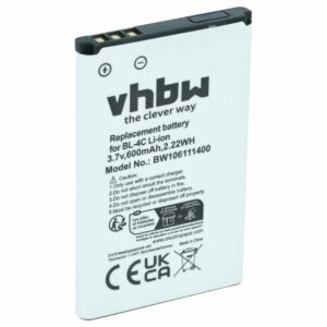 Bateria para Telemóvel vhbw Compatível com Bea-fon C140/C240, EU001B, S400 EU001W - 600 mAh 3.7 V Li-Ion