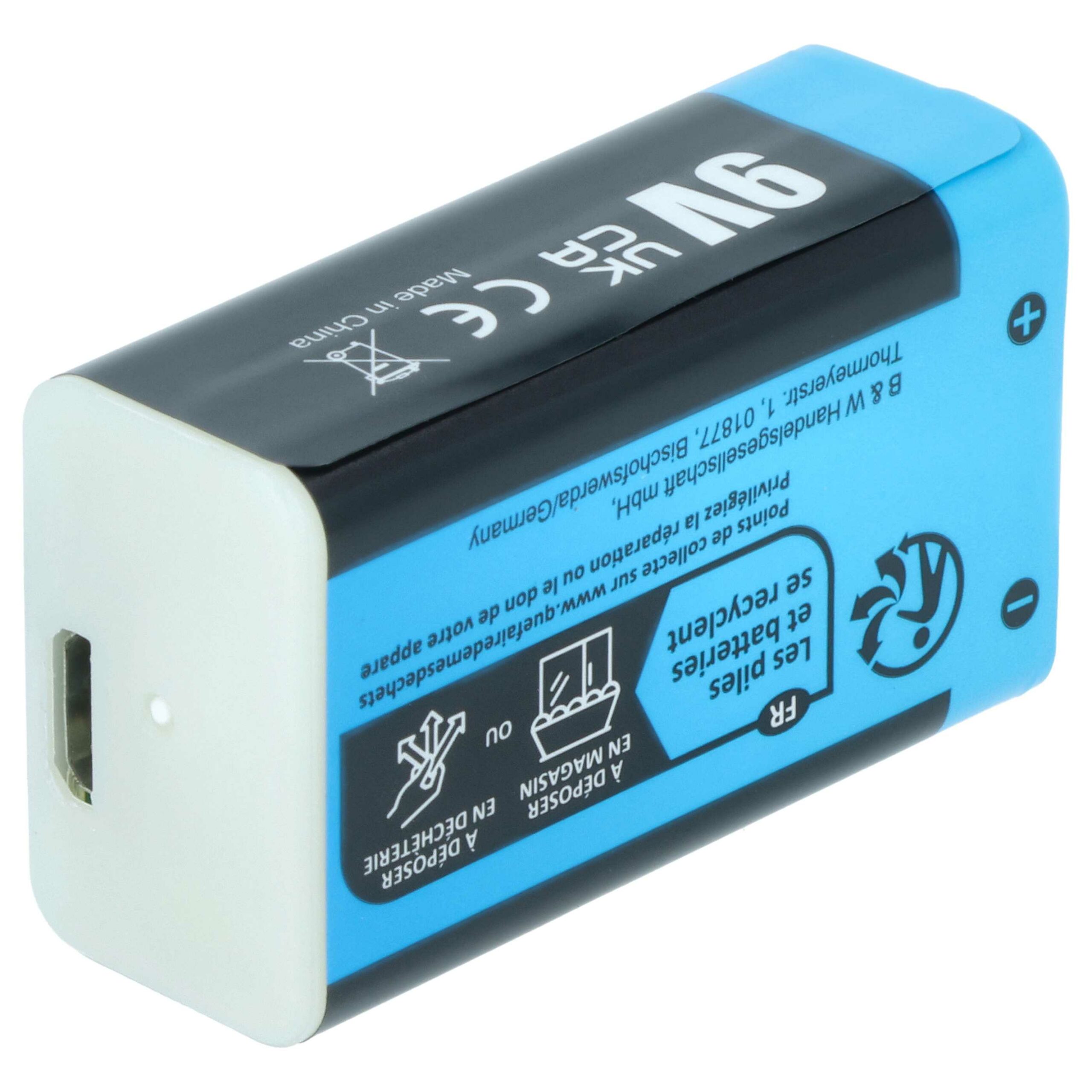 Bateria 9V EXTENSILO 10x com Porta Micro USB - Compatível Daitem BATV13 - 1 Ah Li-Ion - Image 2