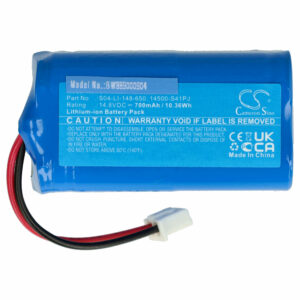 Bateria vhbw para Ecovacs 700mAh, 14.8V, Li-Ion — Substitui S04-LI-148-650, 201-1907-0302, 201-2005-0022