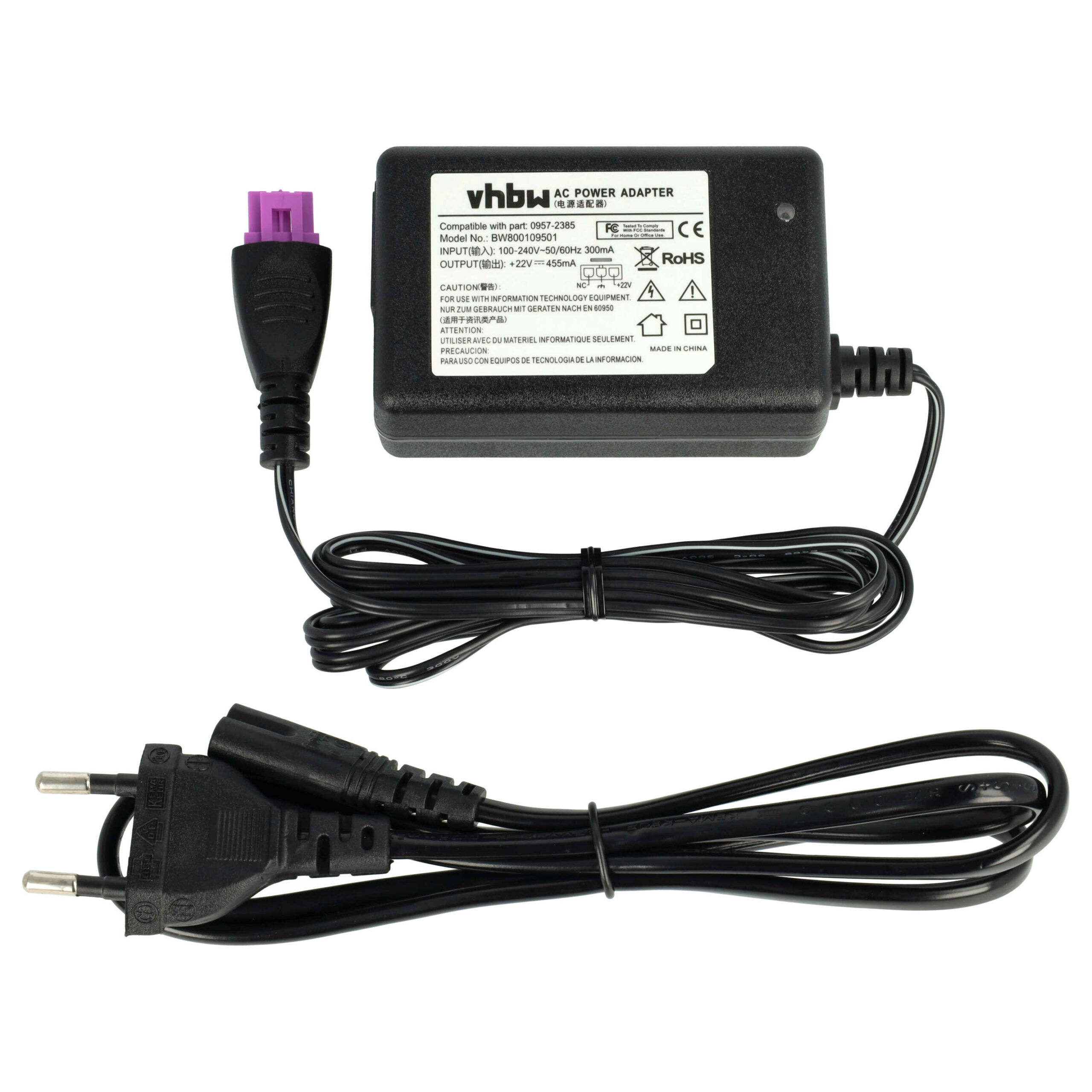 Adaptador de Corrente para Impressoras HP DeskJet 1010, 1510, 2540, 2542, OfficeJet 2620 - vhbw - Image 2
