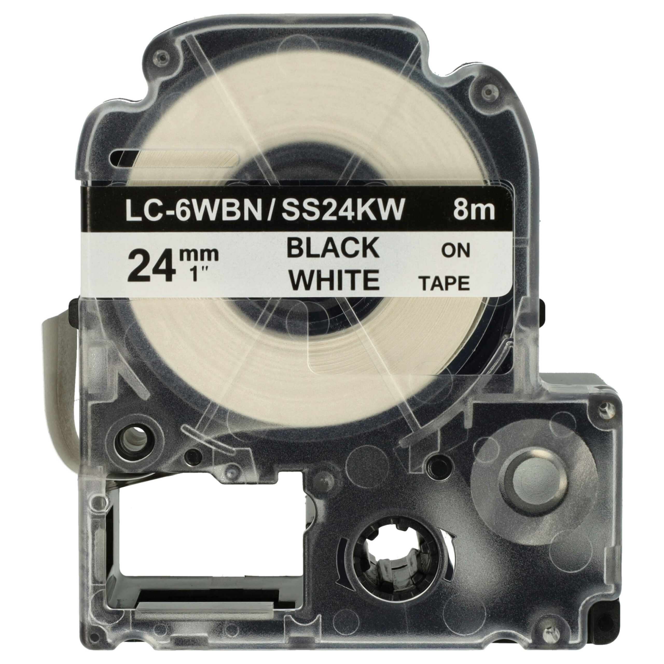Fita de etiqueta compatível com Epson LC-6WBN - 24 mm Preto sobre Branco