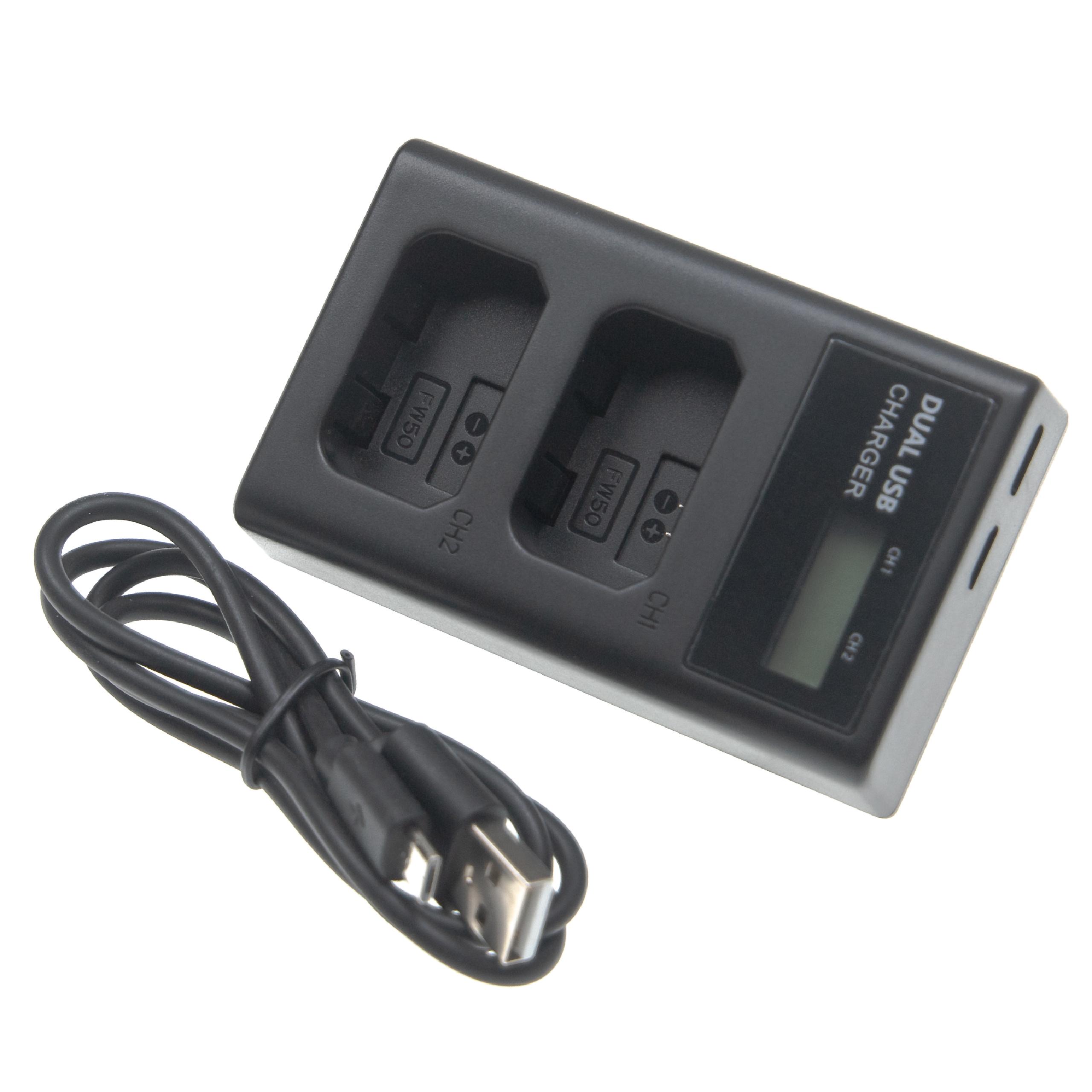 Carregador de Bateria Micro-USB + USB-C com Cabo para Sony NEX-3 - vhbw - Image 3