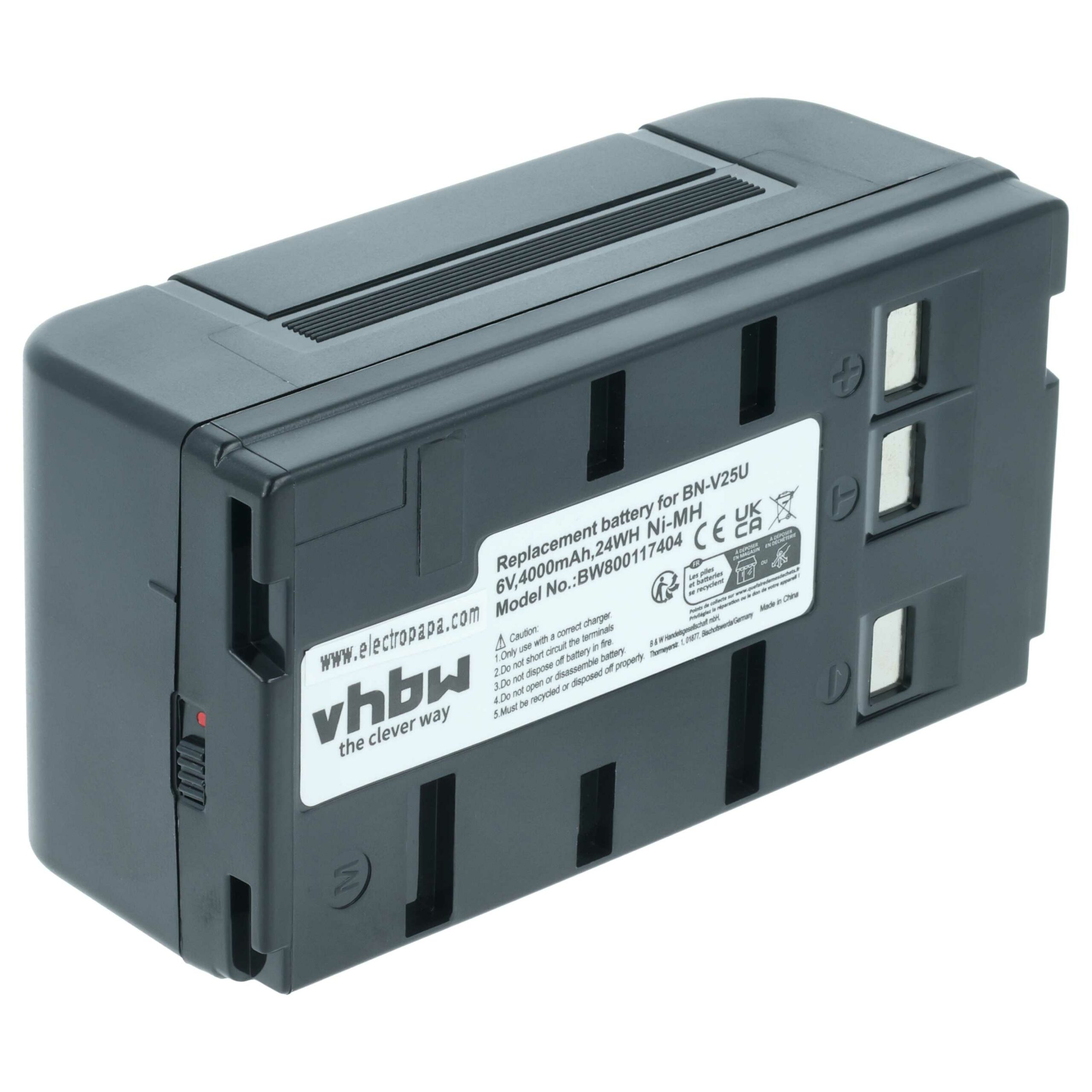 Bateria vhbw compatível JVC BN-V22U, BN-V20, BN-V25U, BN-V25, BN-V24U, BN-V22, BN-V20US, BN-V20U - 4000mAh, 6V, NiMH