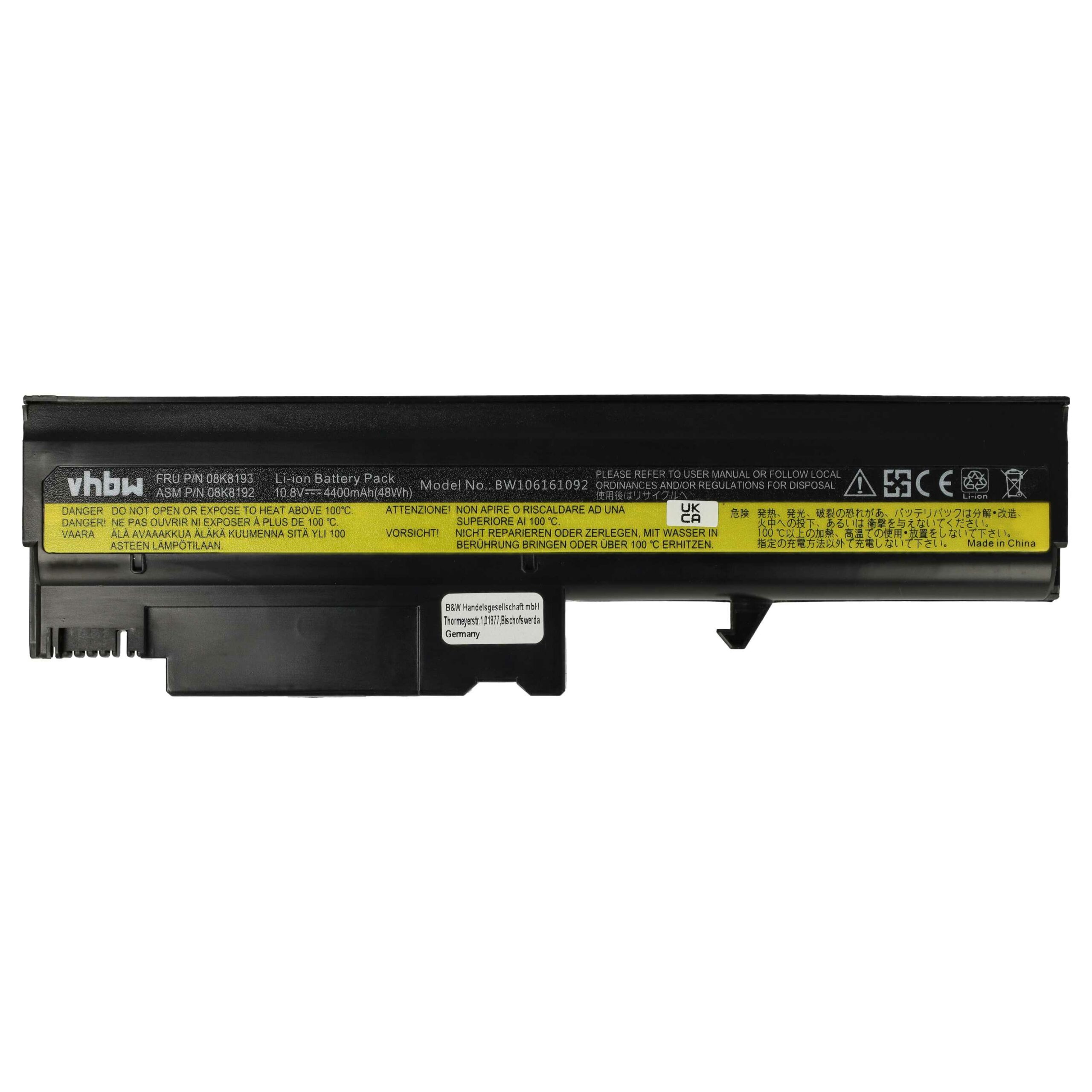 Bateria para Portátil IBM vhbw - 4400 mAh 10.8 V Li-Ion (08K8196, 08K8195, 08K8194, 08K8198, 08K8197) - Image 3