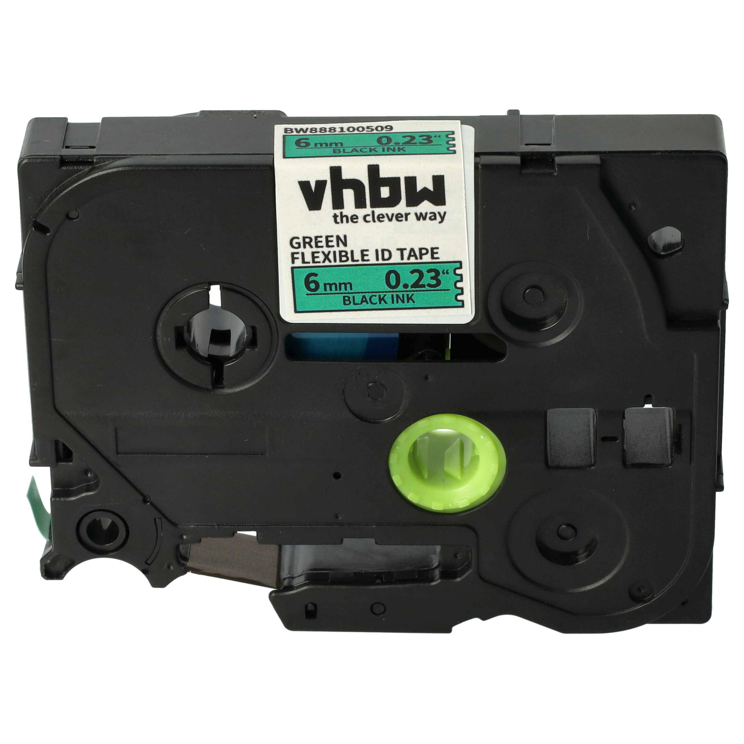 Fita de Etiqueta compatível com Brother TZE-FX711 - 6 mm Preto sobre Verde Flexível